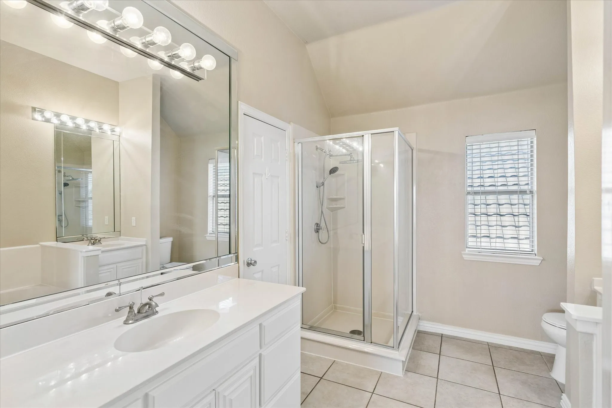 Large walk-in shower.
