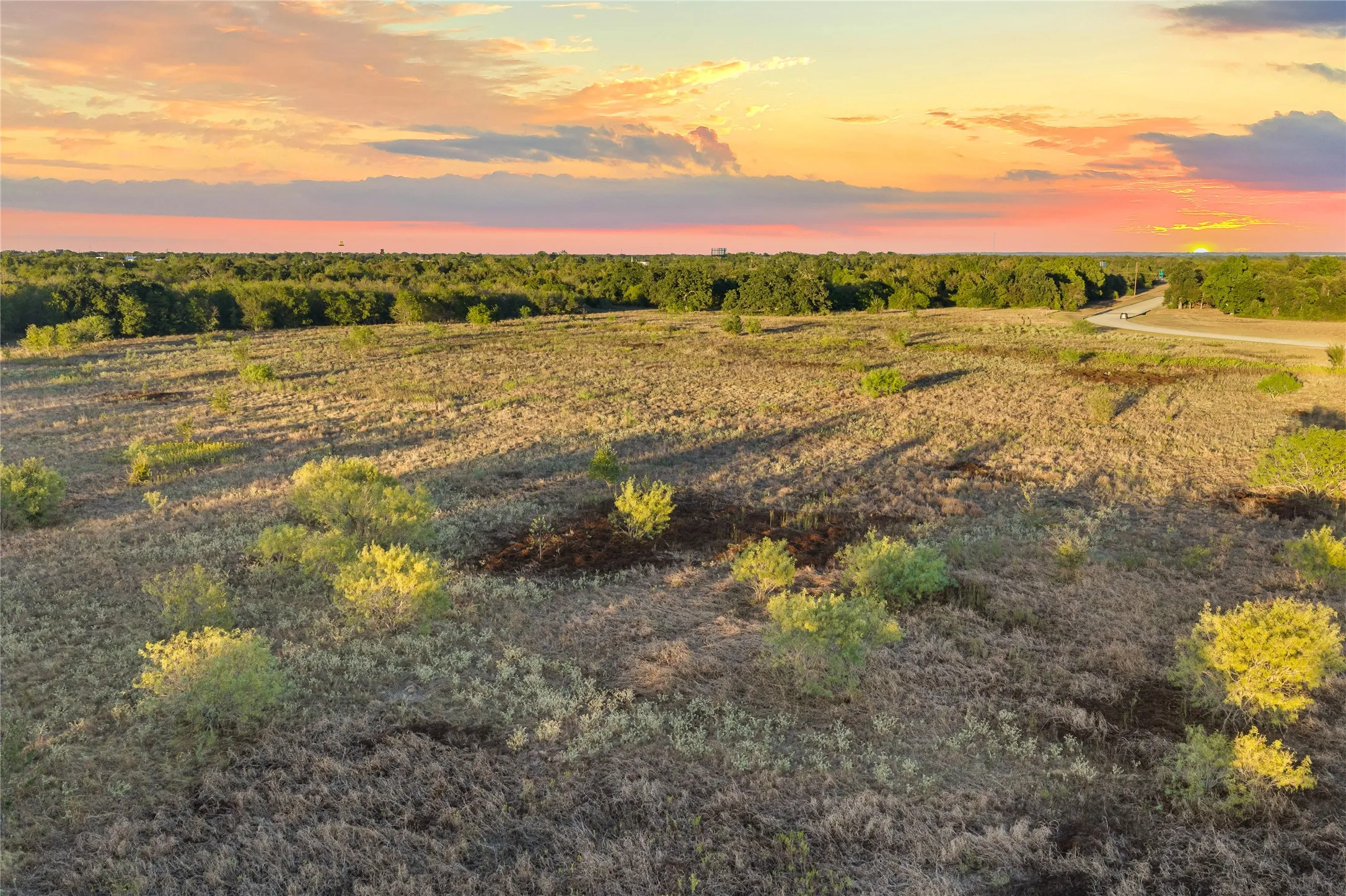 Expansive undeveloped land featuring natural vegetation and a distant tree line