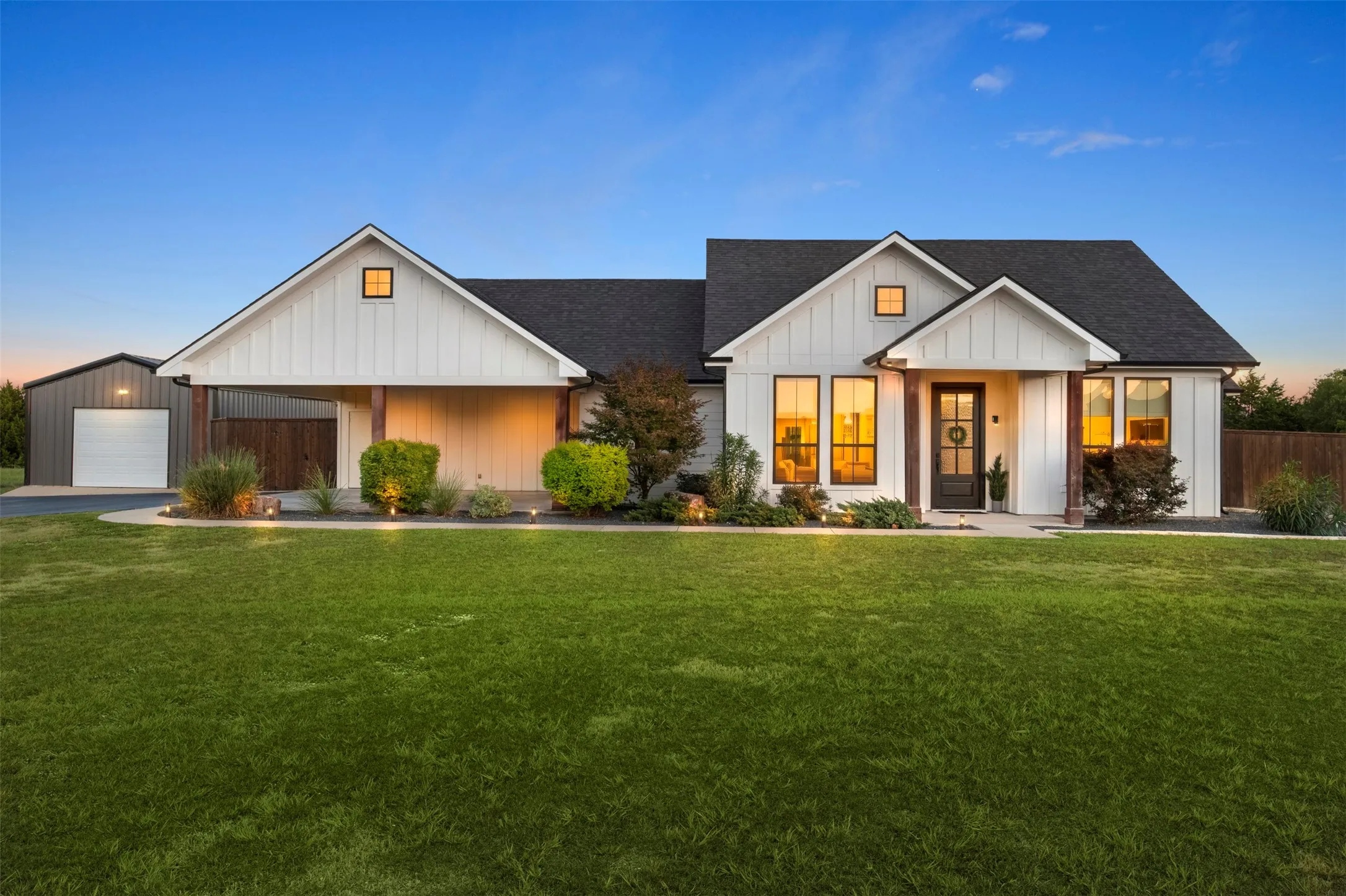 Custom-built home with striking curb appeal, no HOA and a location outside city limits.