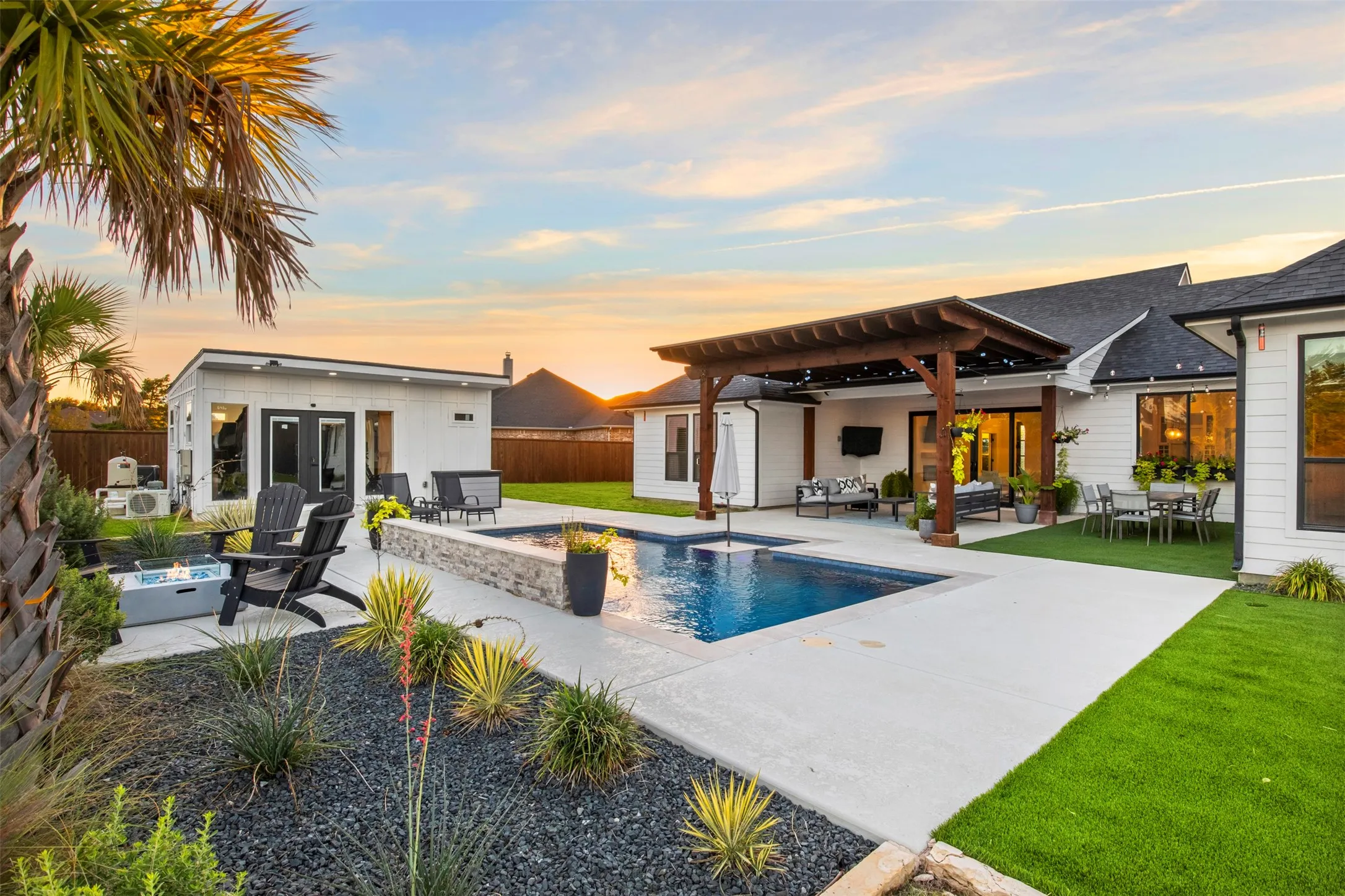Pool equipped with UV/ozone filtration and electric heater/chiller.