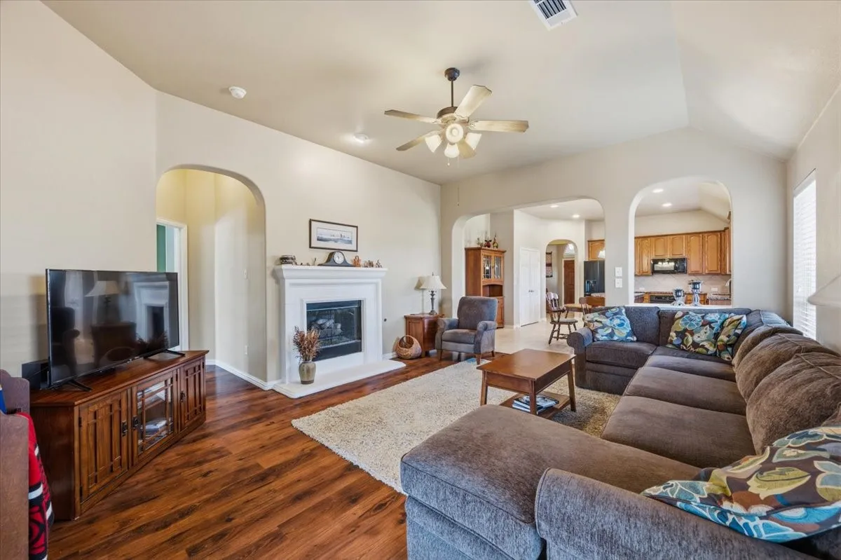 living room with fireplace
