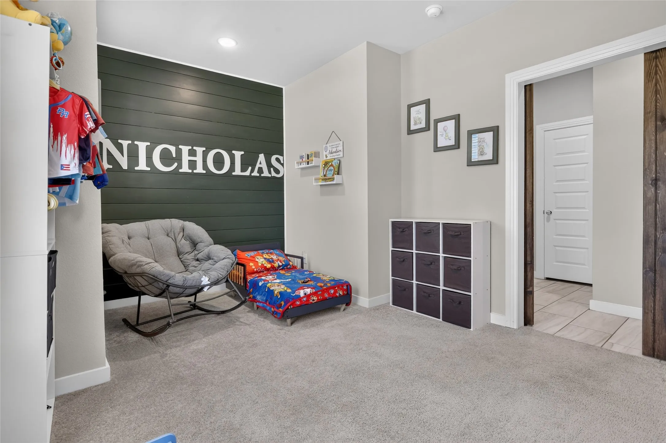 Accent wall featuring horizontal paneling