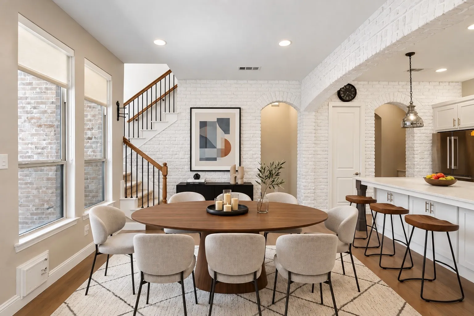 Virtually Staged and Whitened Brick Wall