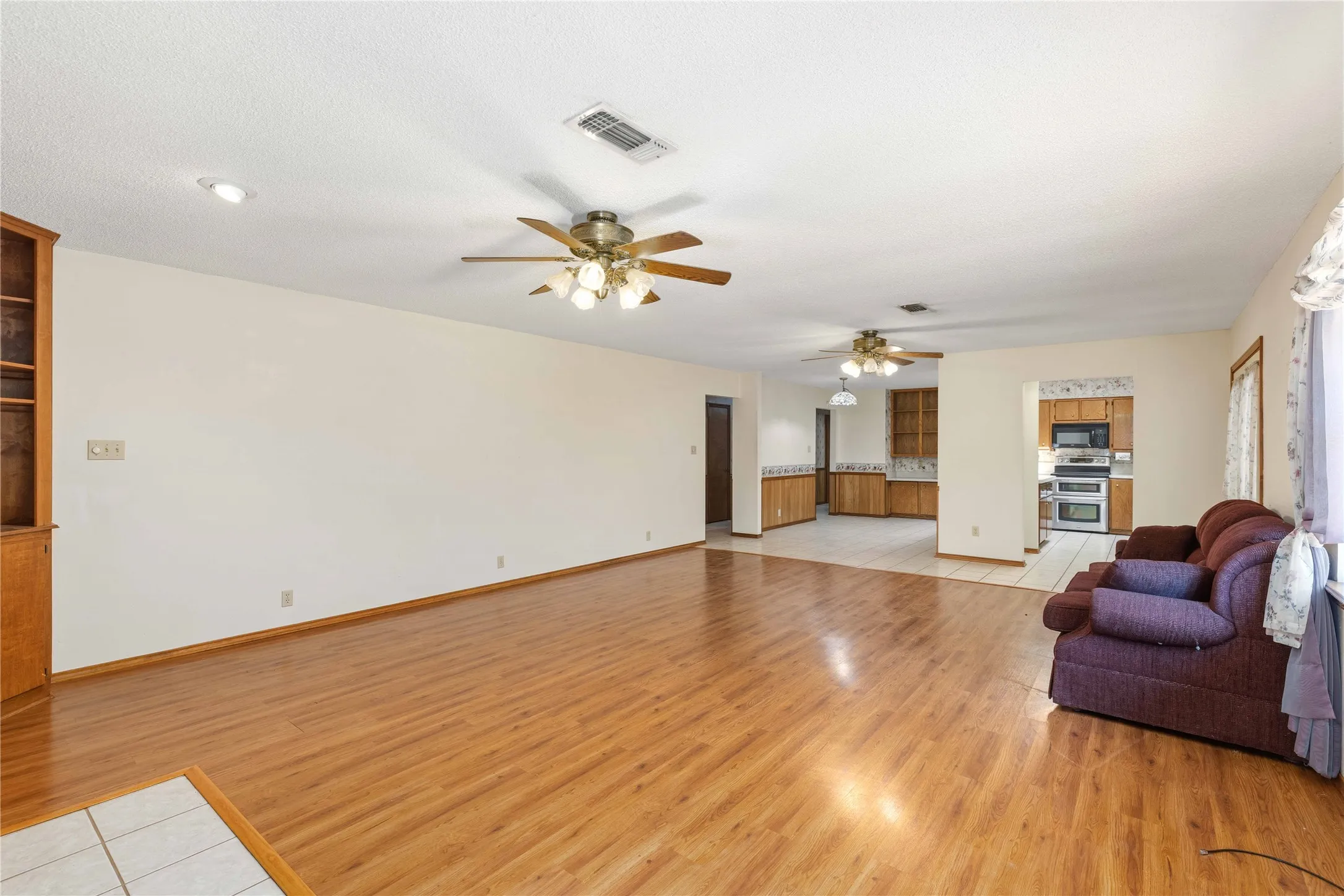 Living room with view of Dining and kitchen