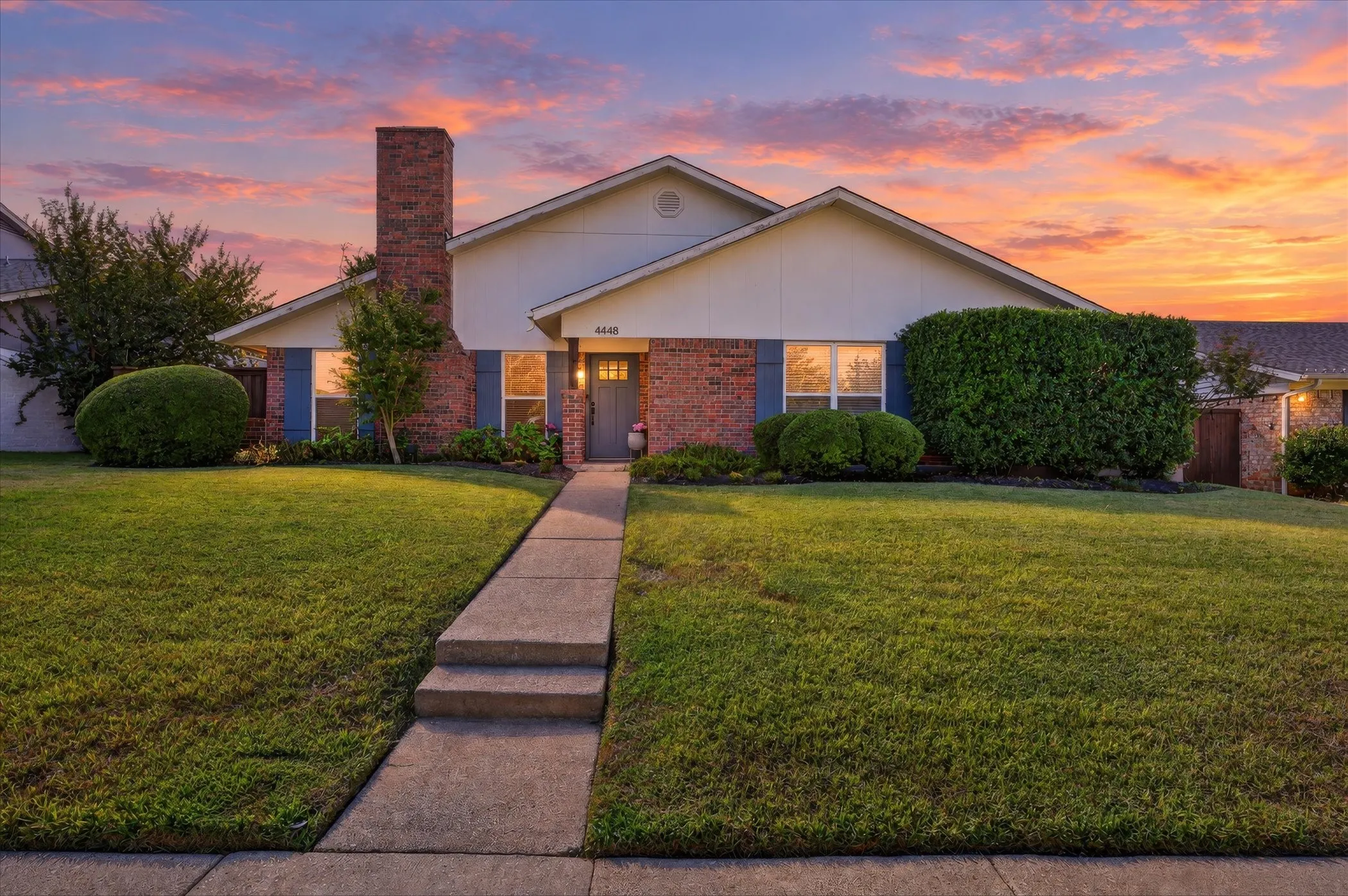 Twilight photo of 4448 Cleveland. VIRTUALLY STAGED
