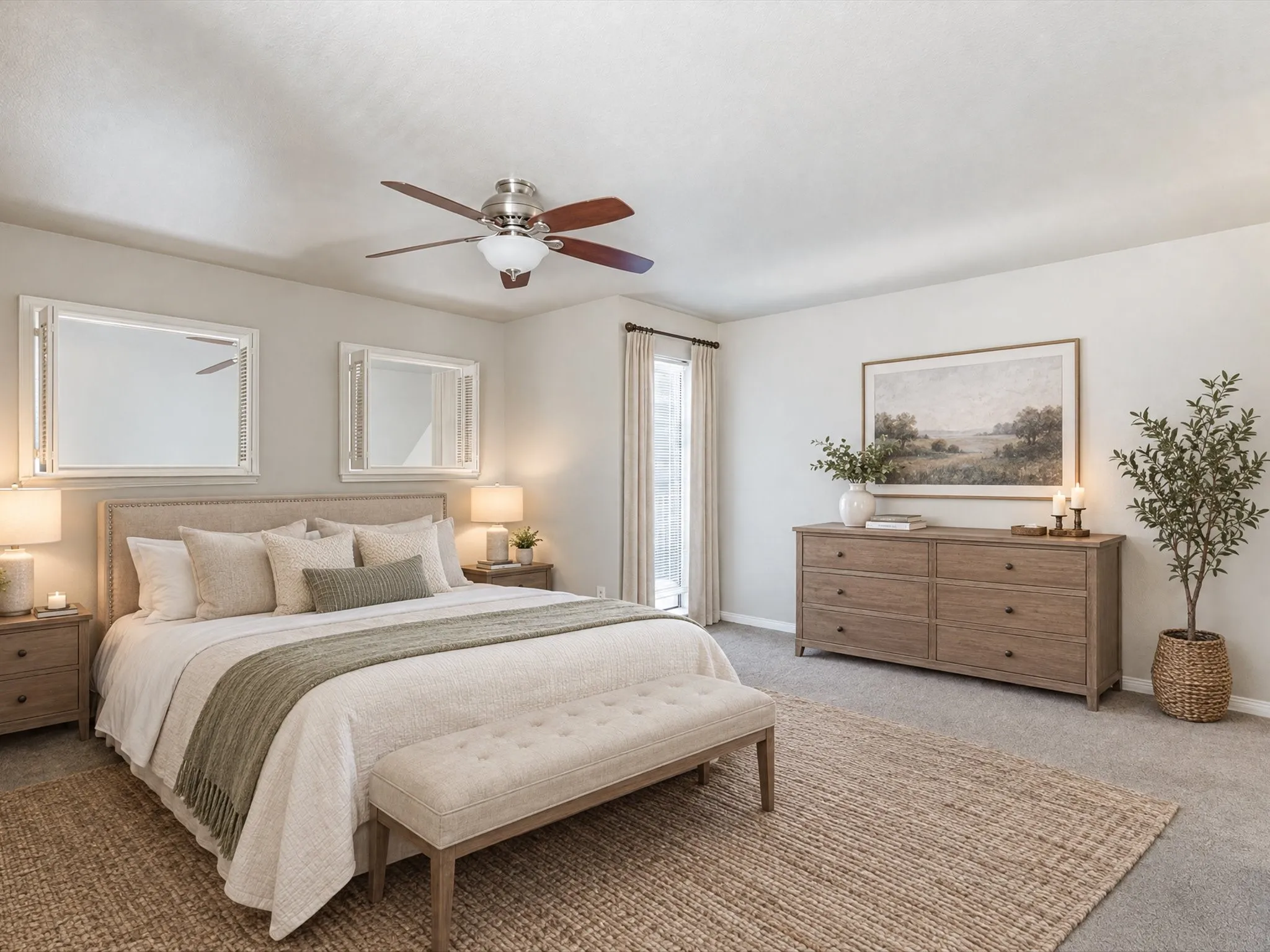 Ceiling fan with integrated lighting
