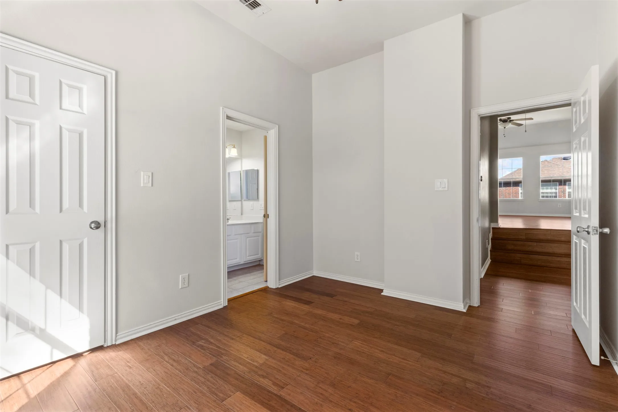 Wood-finish flooring throughout