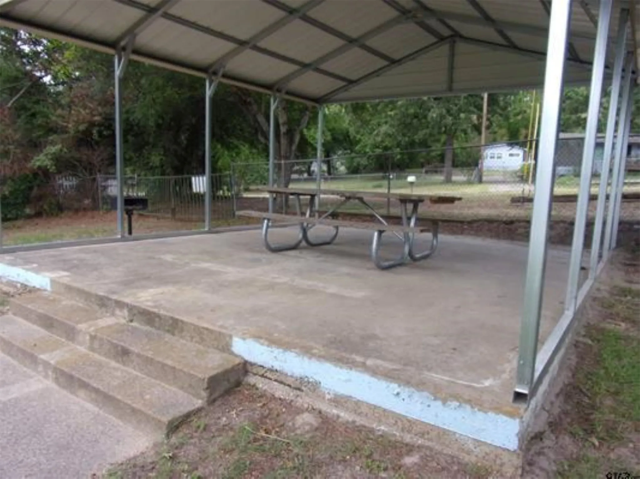 Covered picnic area at swim area.