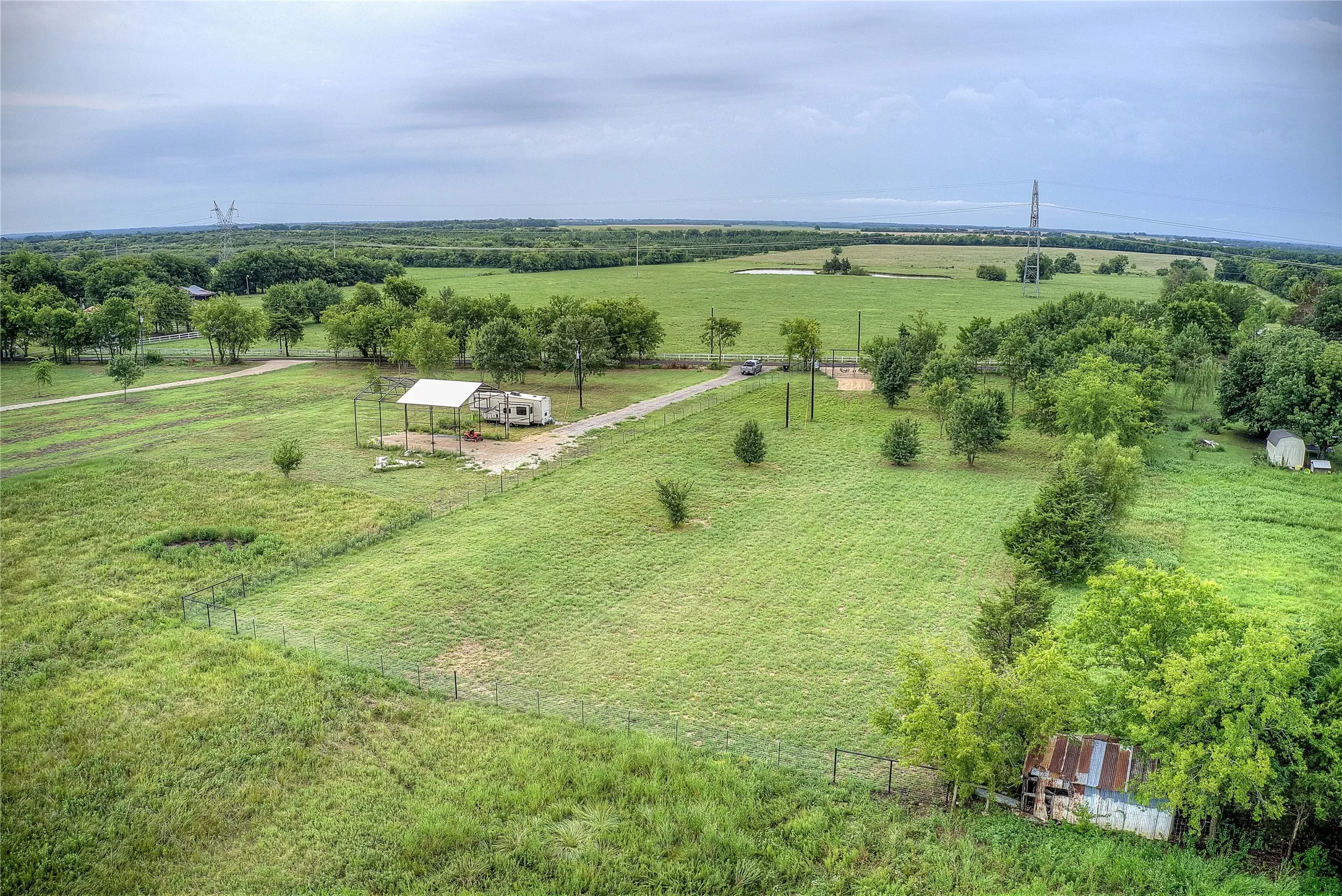 Overview of rural landscape with agricultural land