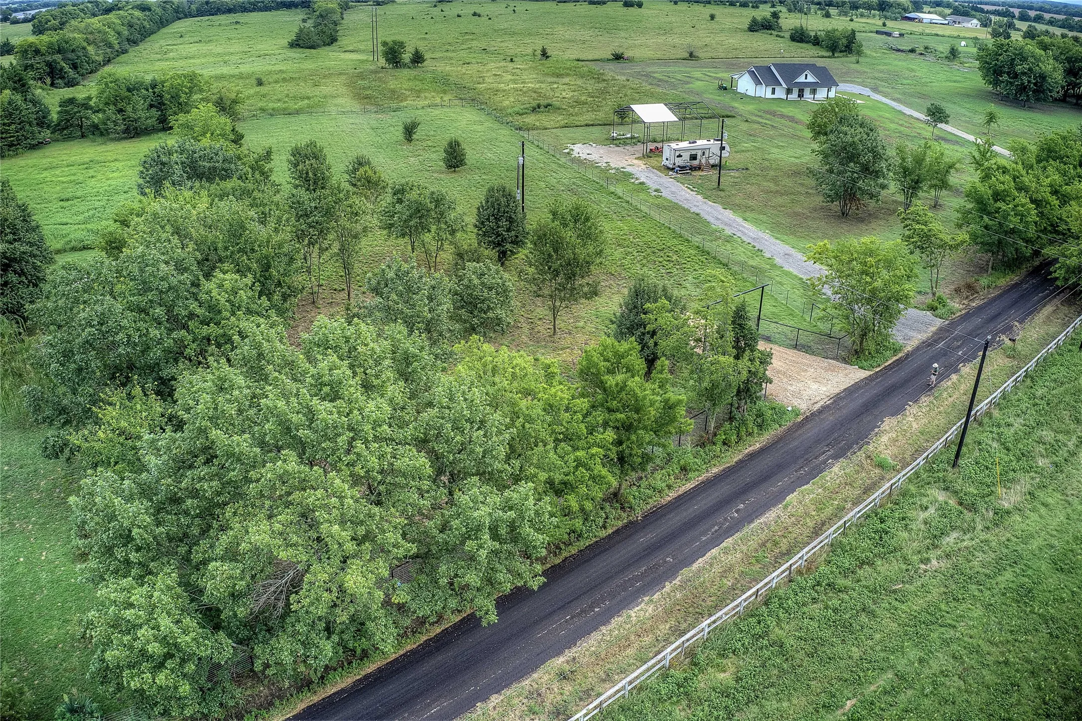 Aerial overview of property's location with rural landscape