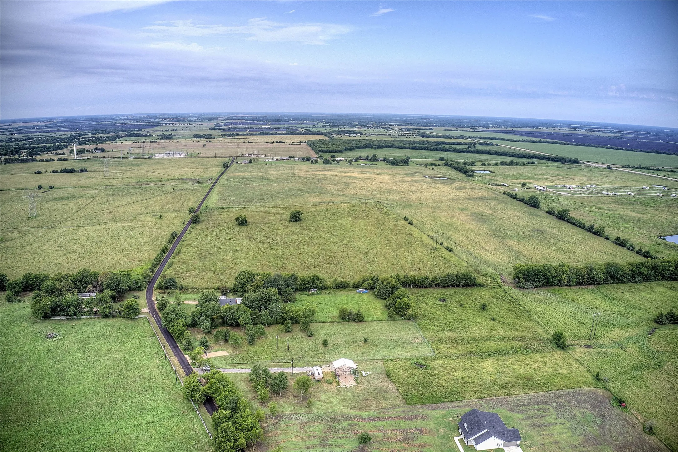 Aerial view of sparsely populated area