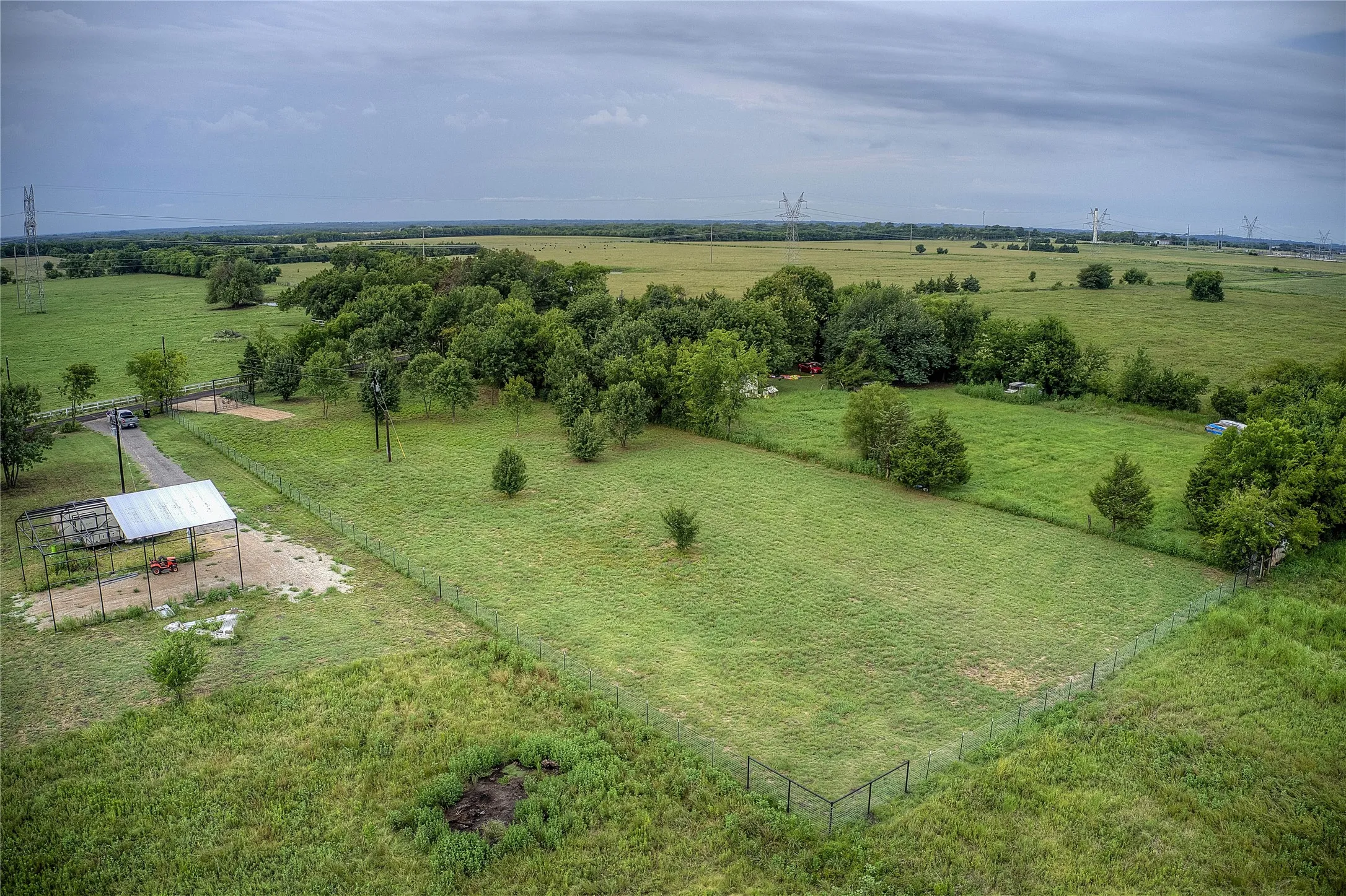 Aerial view of sparsely populated area
