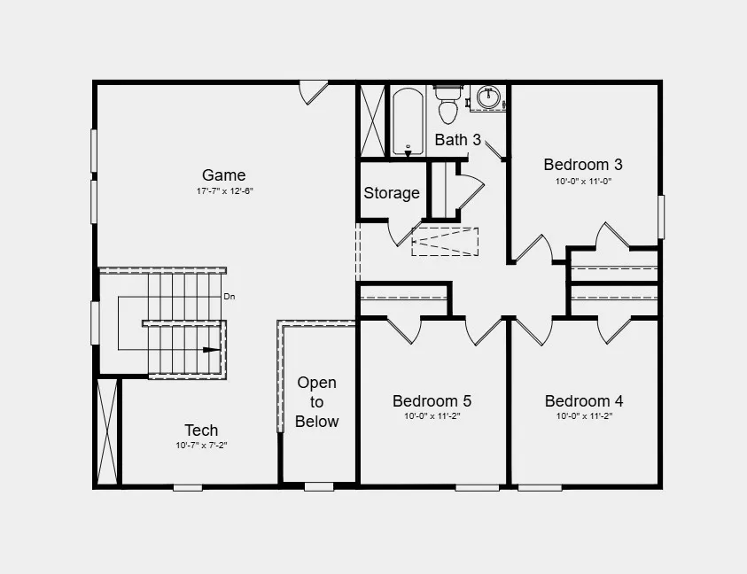 Second Floor Plan - Additional Highlights Include: granite countertops, sprinkler system, and a gas drop at the covered patio