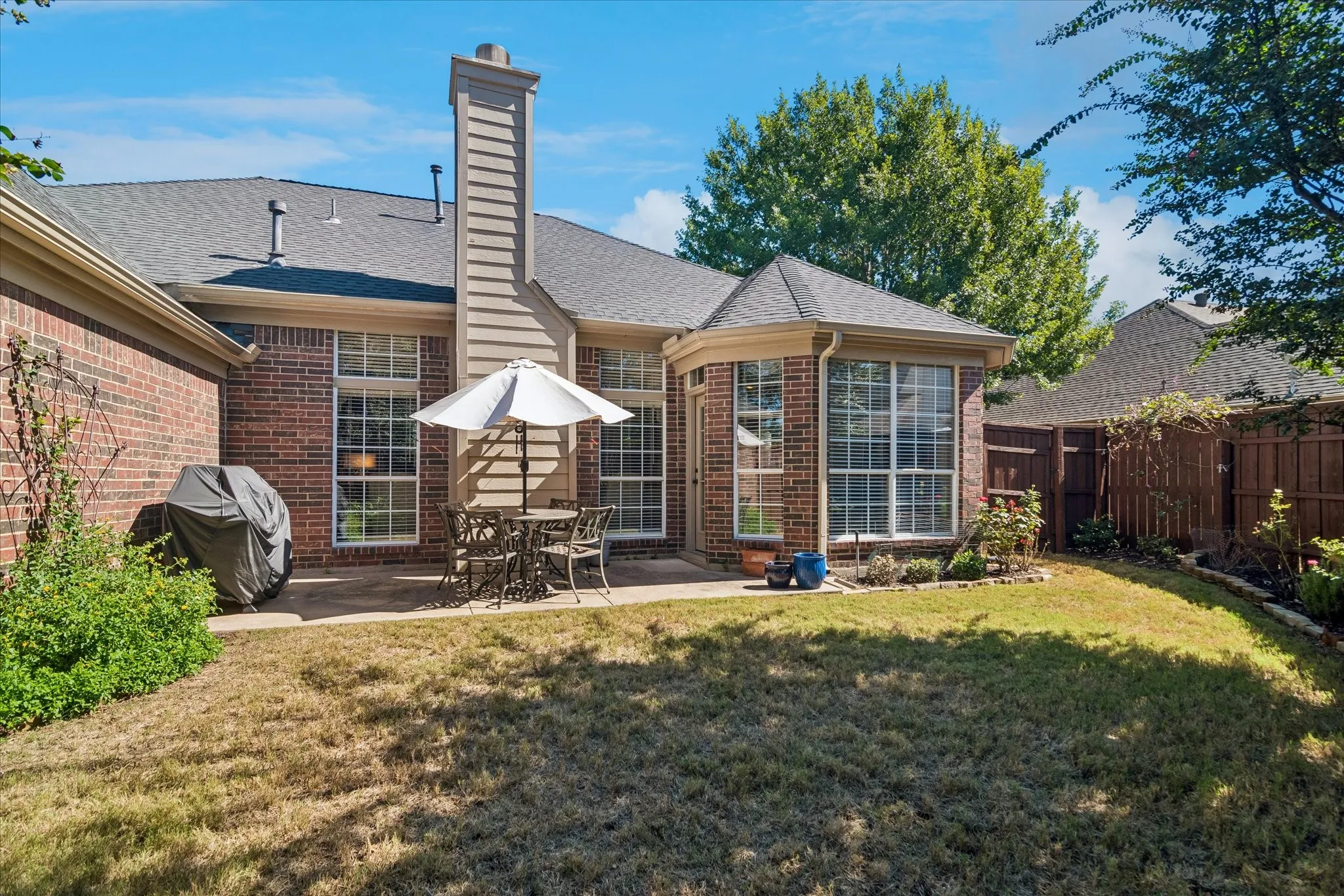 Brick exterior with a gabled roof