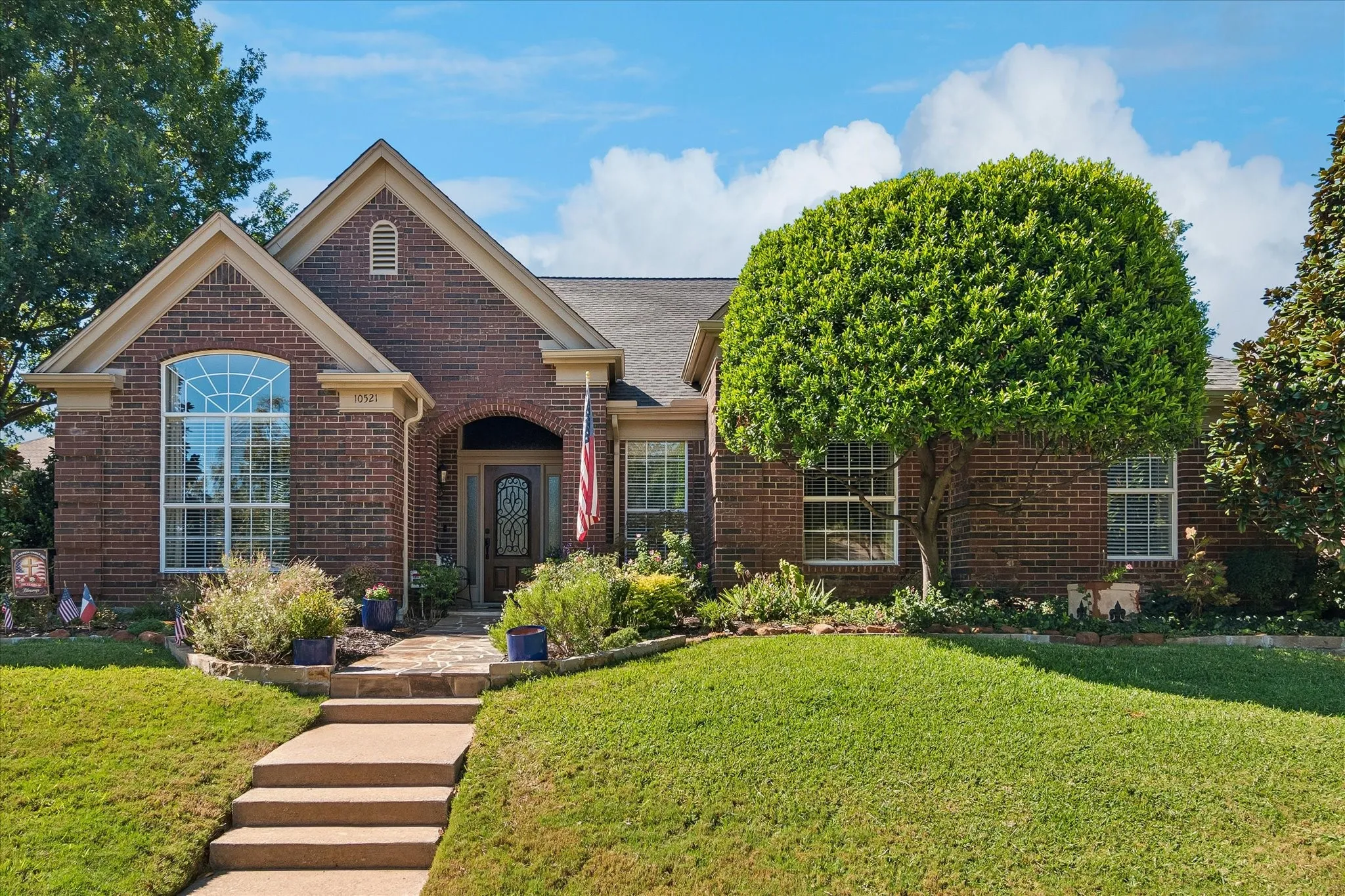 Brick exterior with an arched entryway