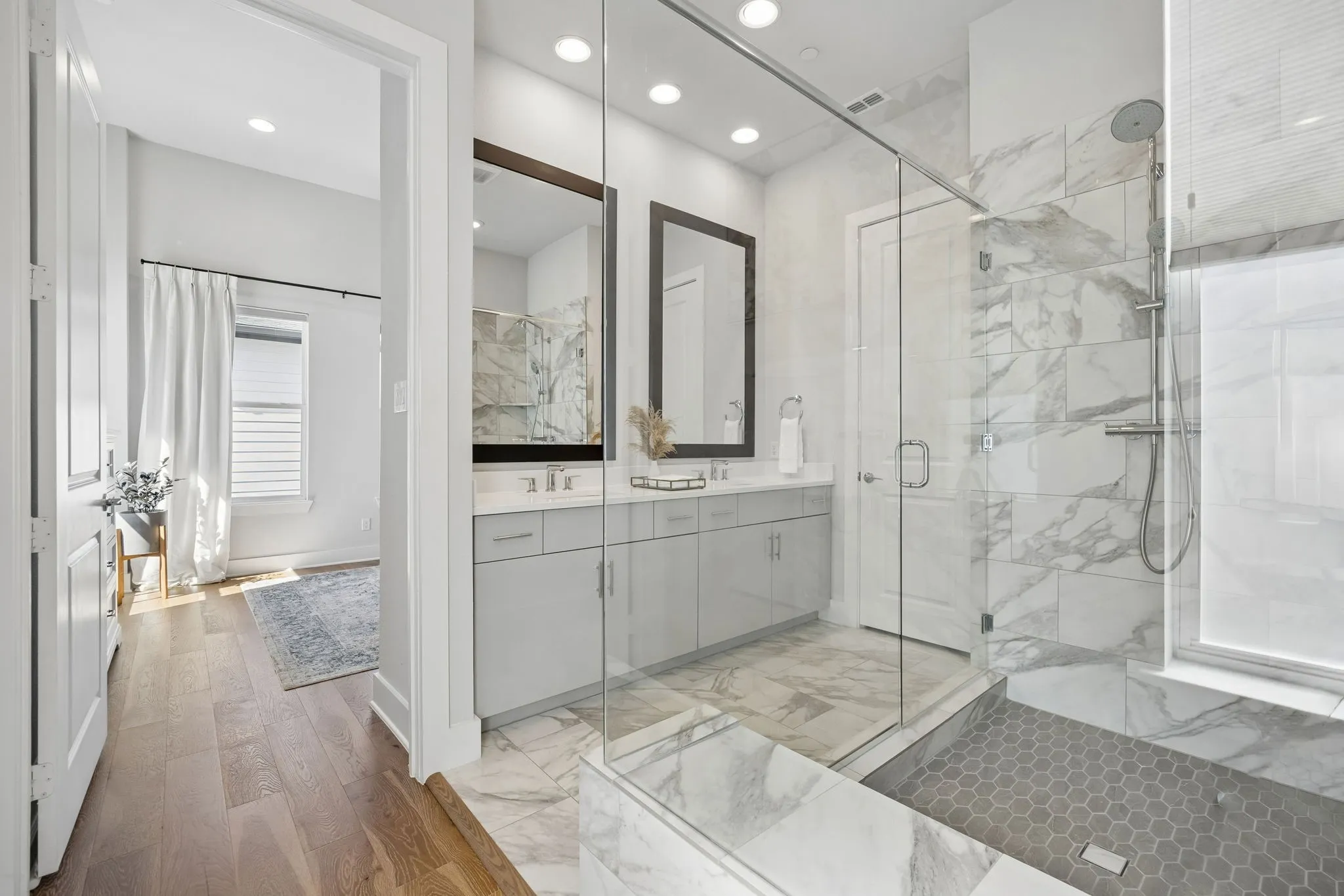 Large Primary Suite with Walk-In Shower and Dual Vanities