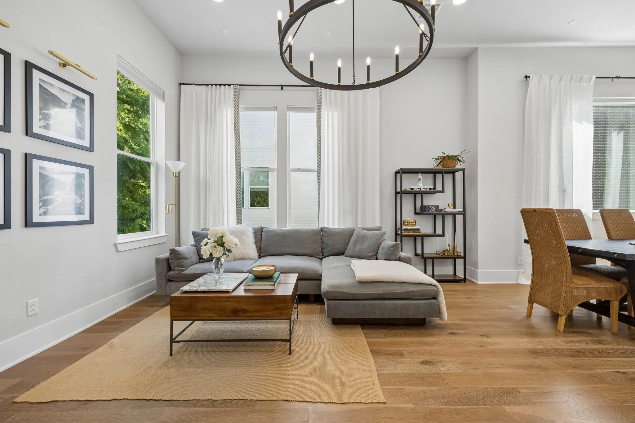 This residence maintains a great deal of privacy and its location offers tree top views off the living room.