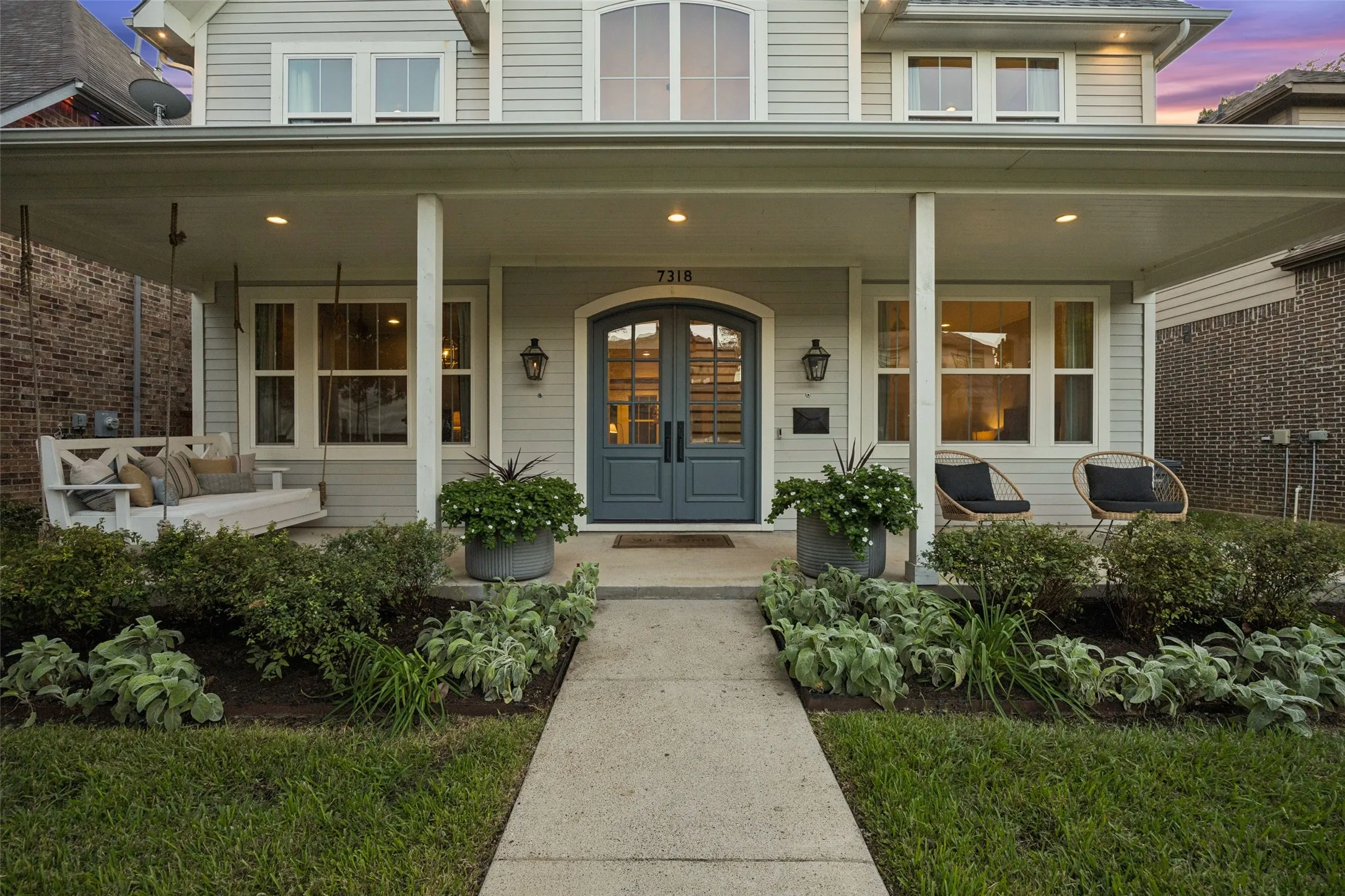Relax in the evenings on your front porch swing.