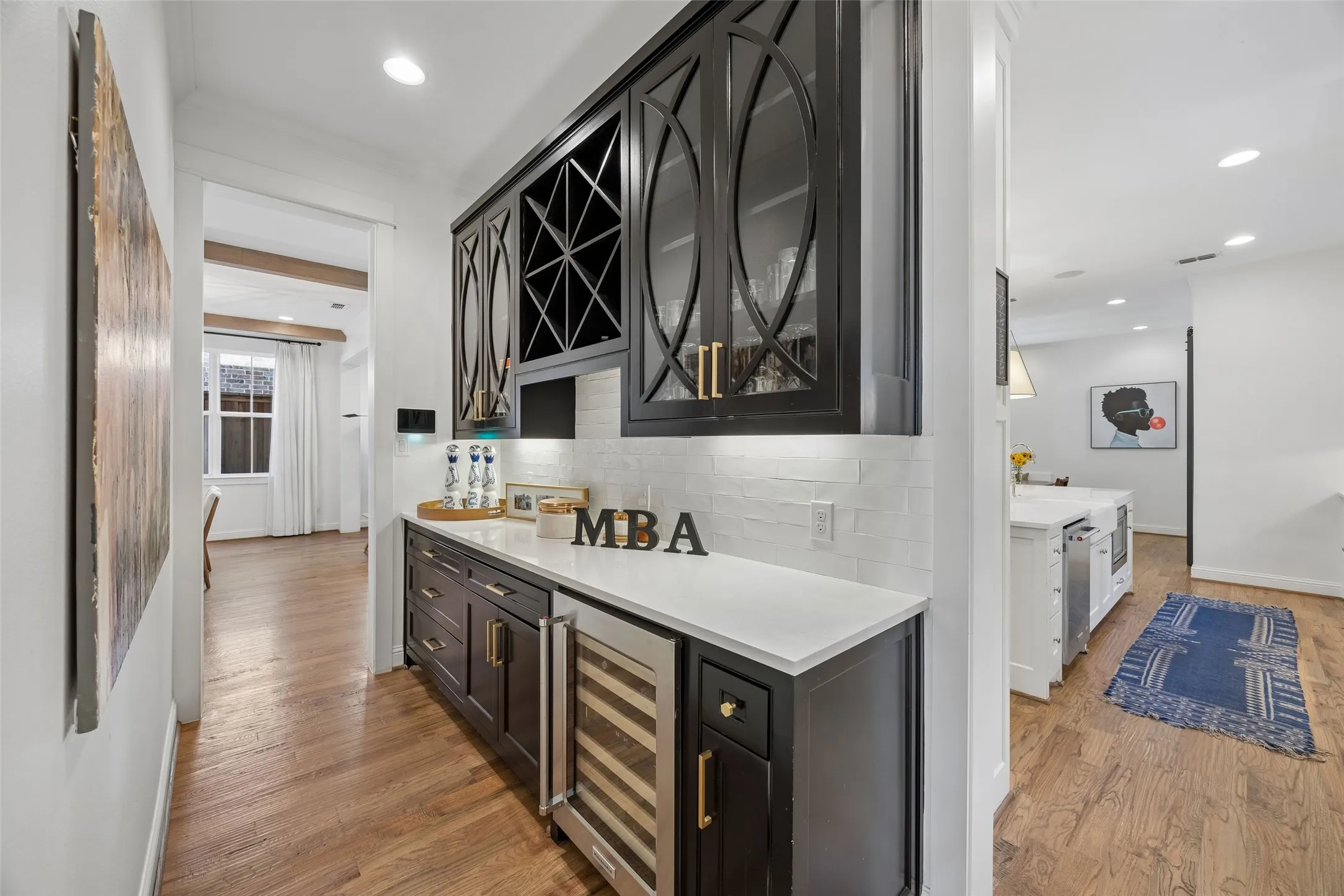 Beverage center and bar area for simple entertaining