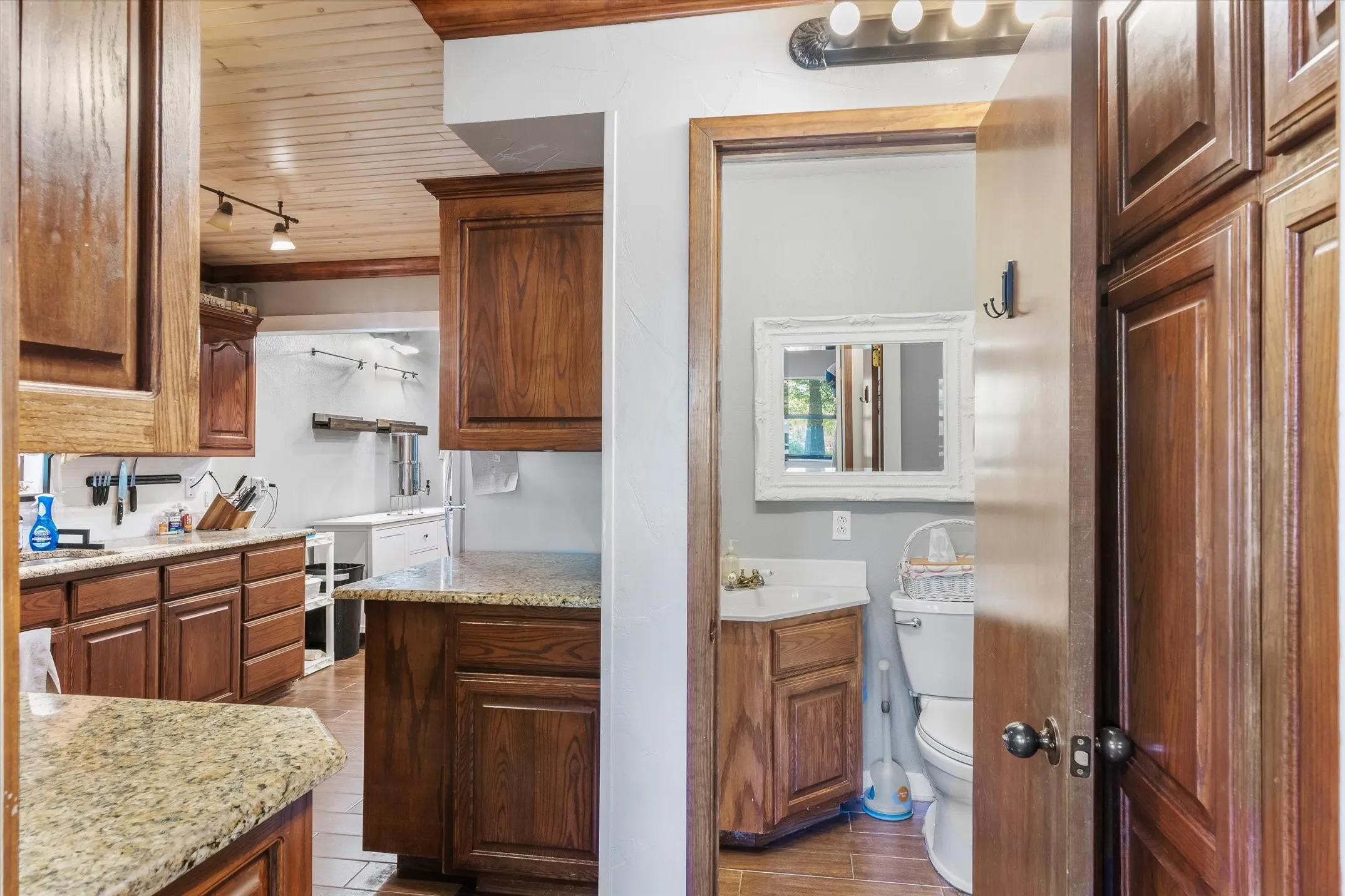 Gorgeous Alderwood cabinetry throughout.