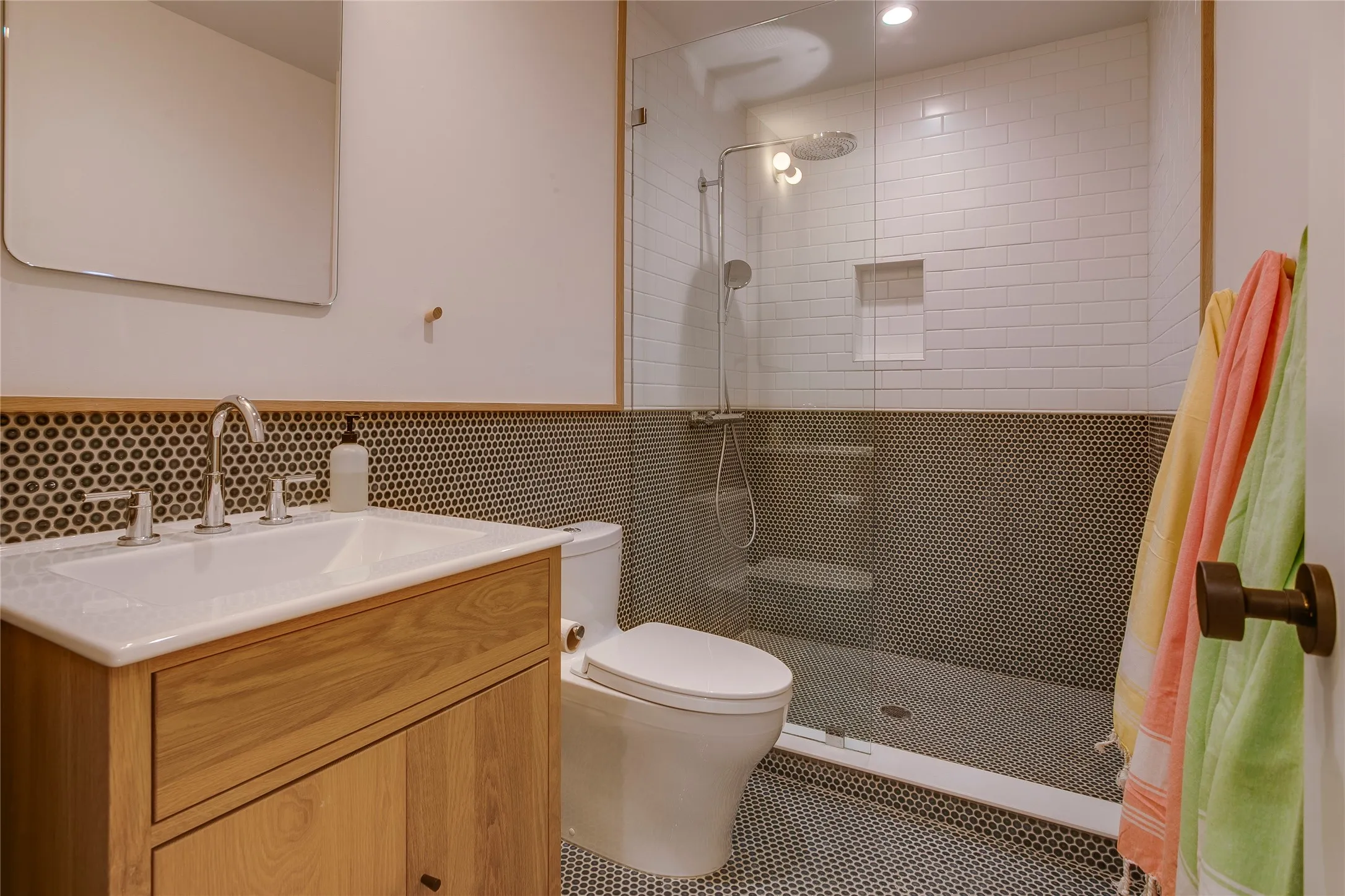 Upstairs full bath with walk-in shower in the detached ADU.