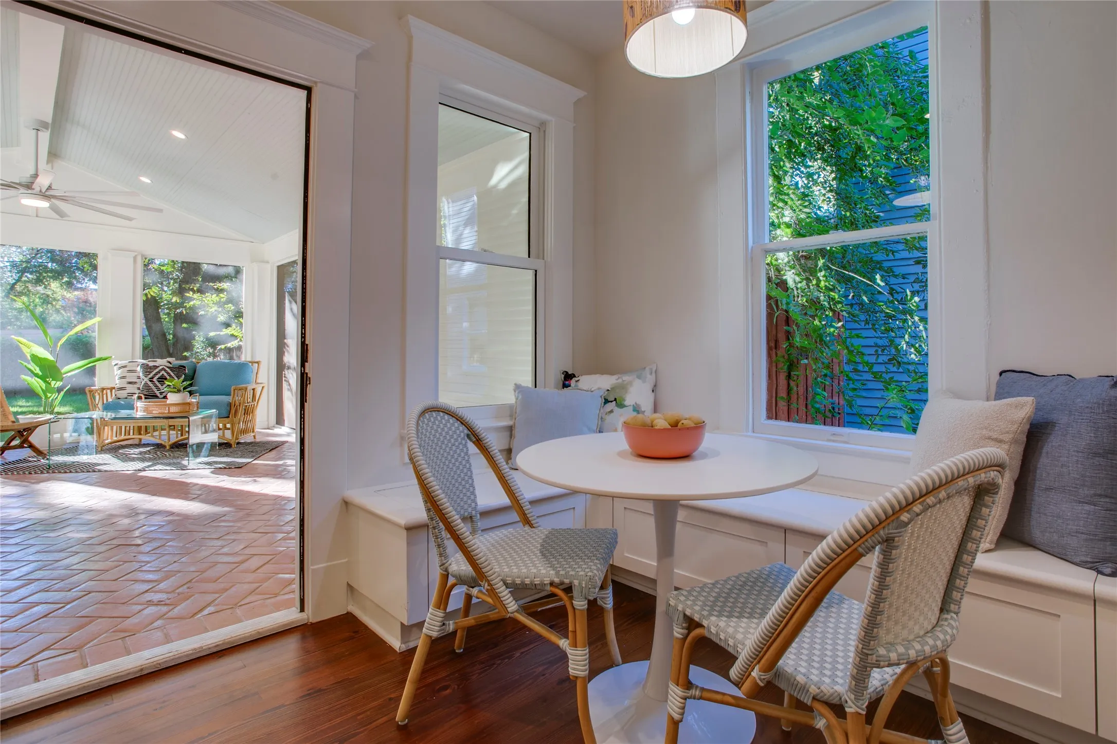 Note the built-in banquette beneath the window.