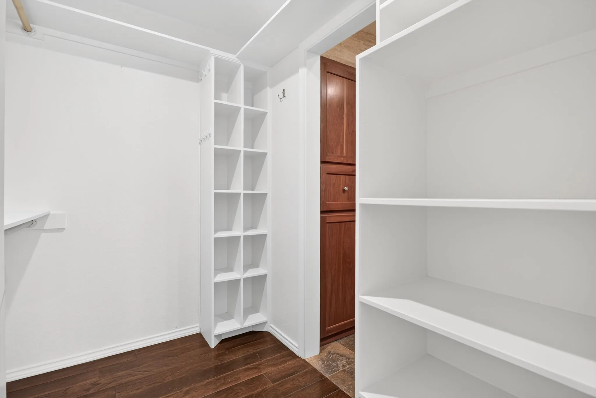 Again - a great use of the space in here with multiple cubbies and shelving areas.