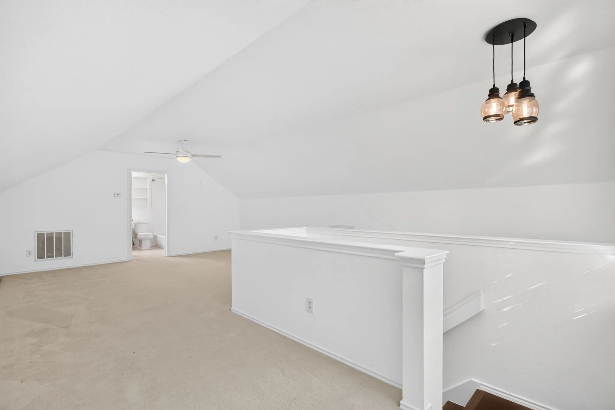 Upstairs is this great flexible space; use it as a guest bedroom, a romper room for grandchildren, storage...