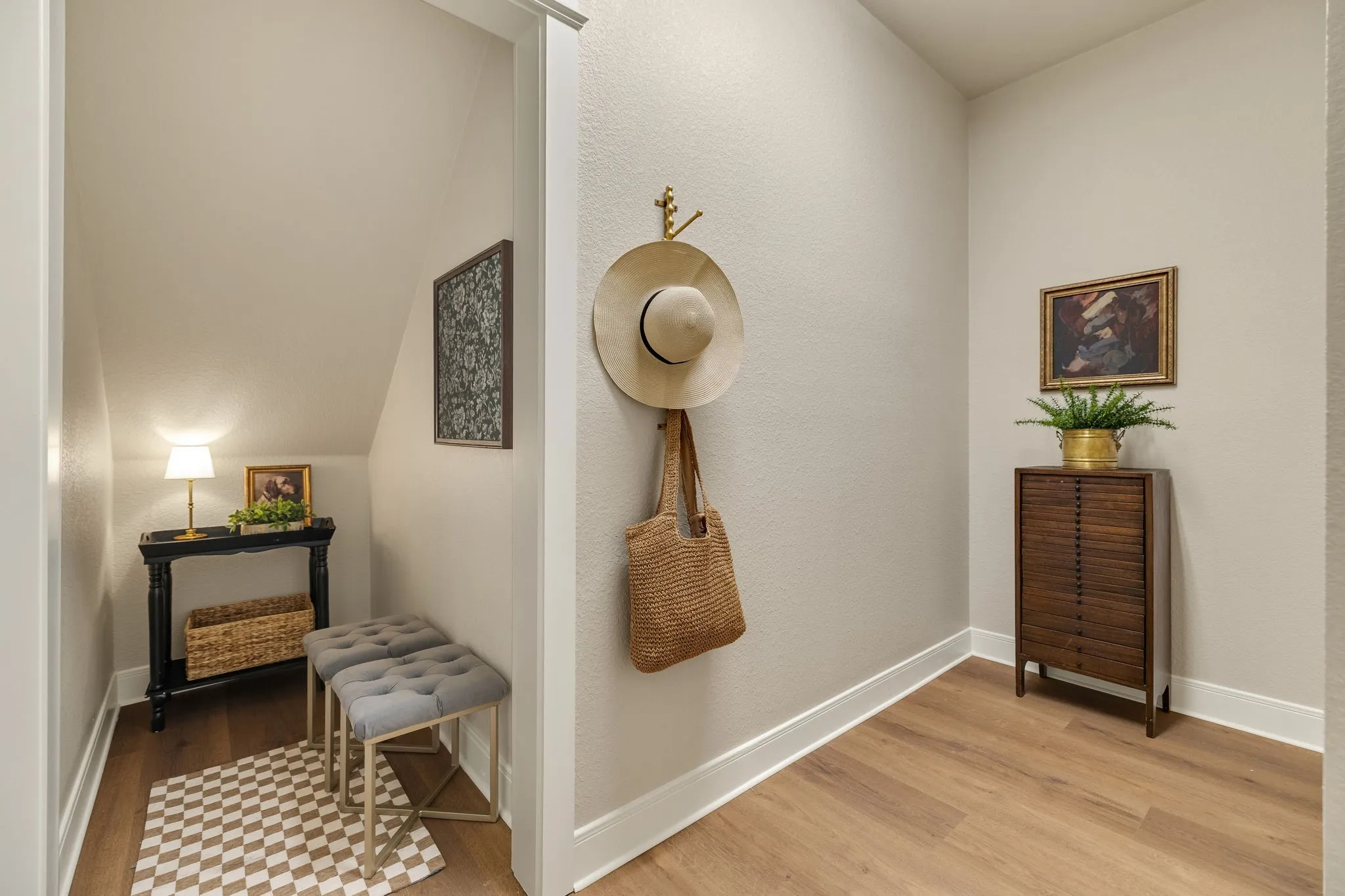 Wood-finish flooring throughout