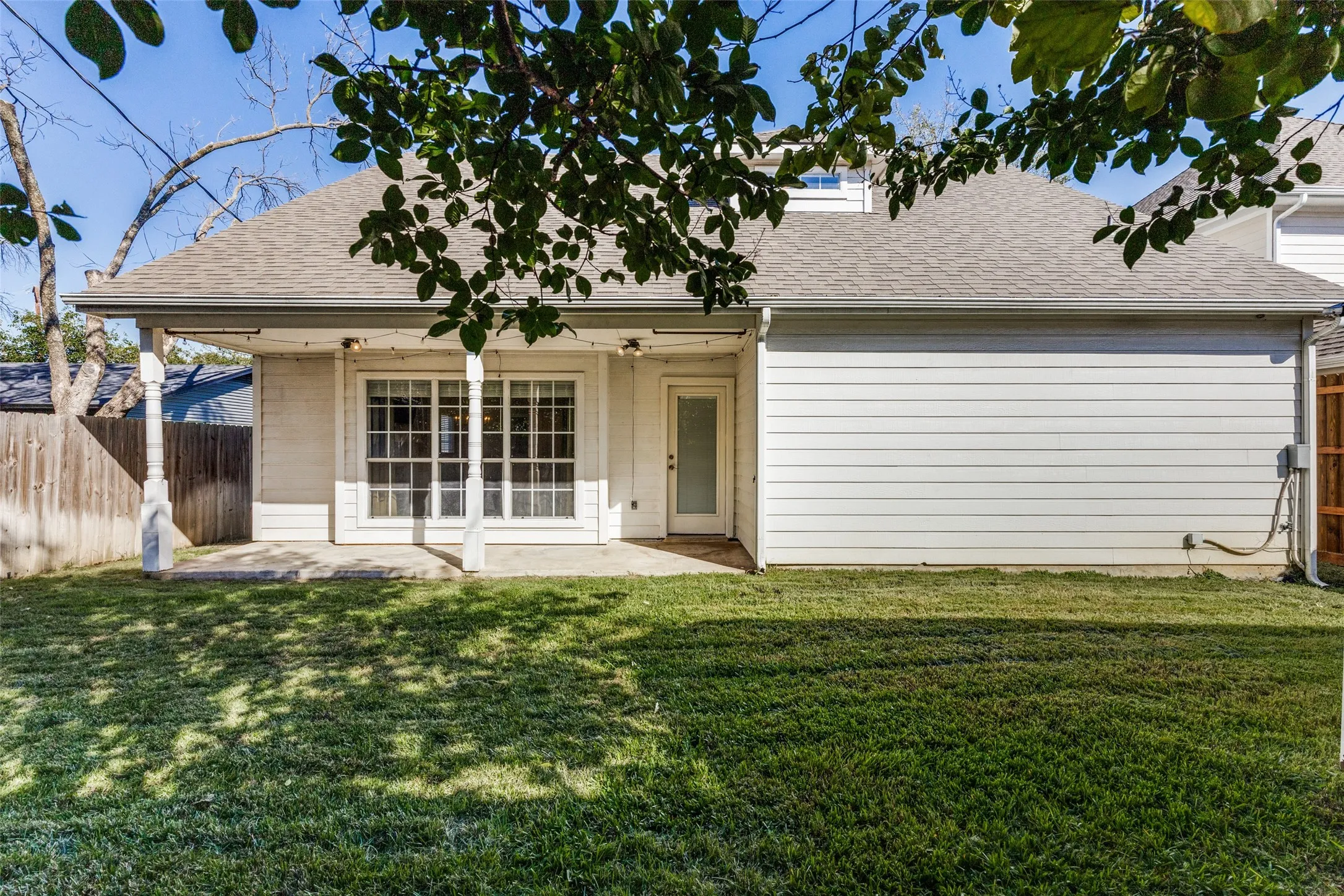 Completely fenced in backyard perfect for families and their pets