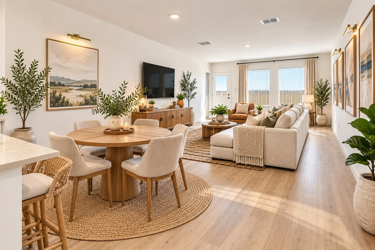 Virtually Staged Dining & Living Room Area