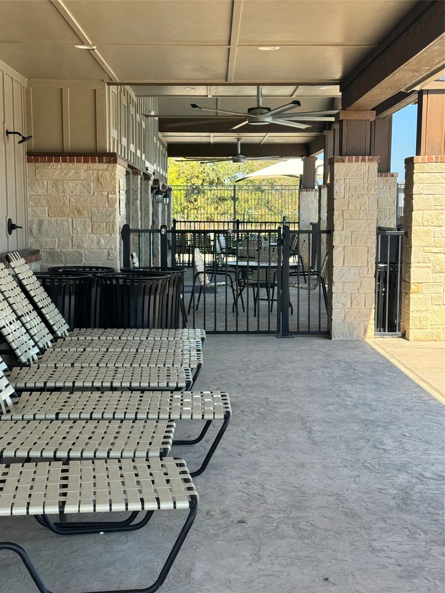 View of patio / terrace with ceiling fan and outdoor dining space