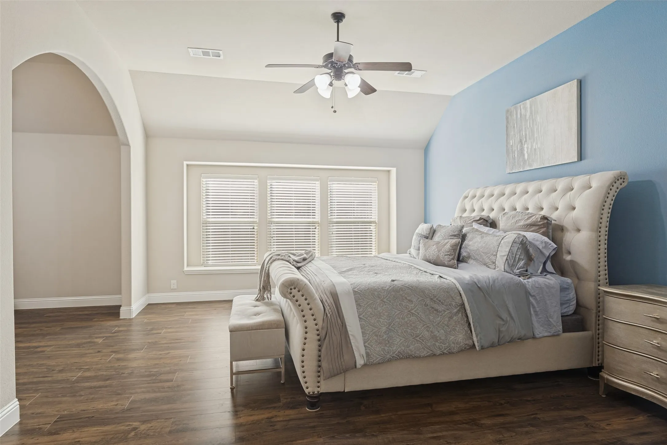 Spacious primary bedroom which has bonus room directly connected.