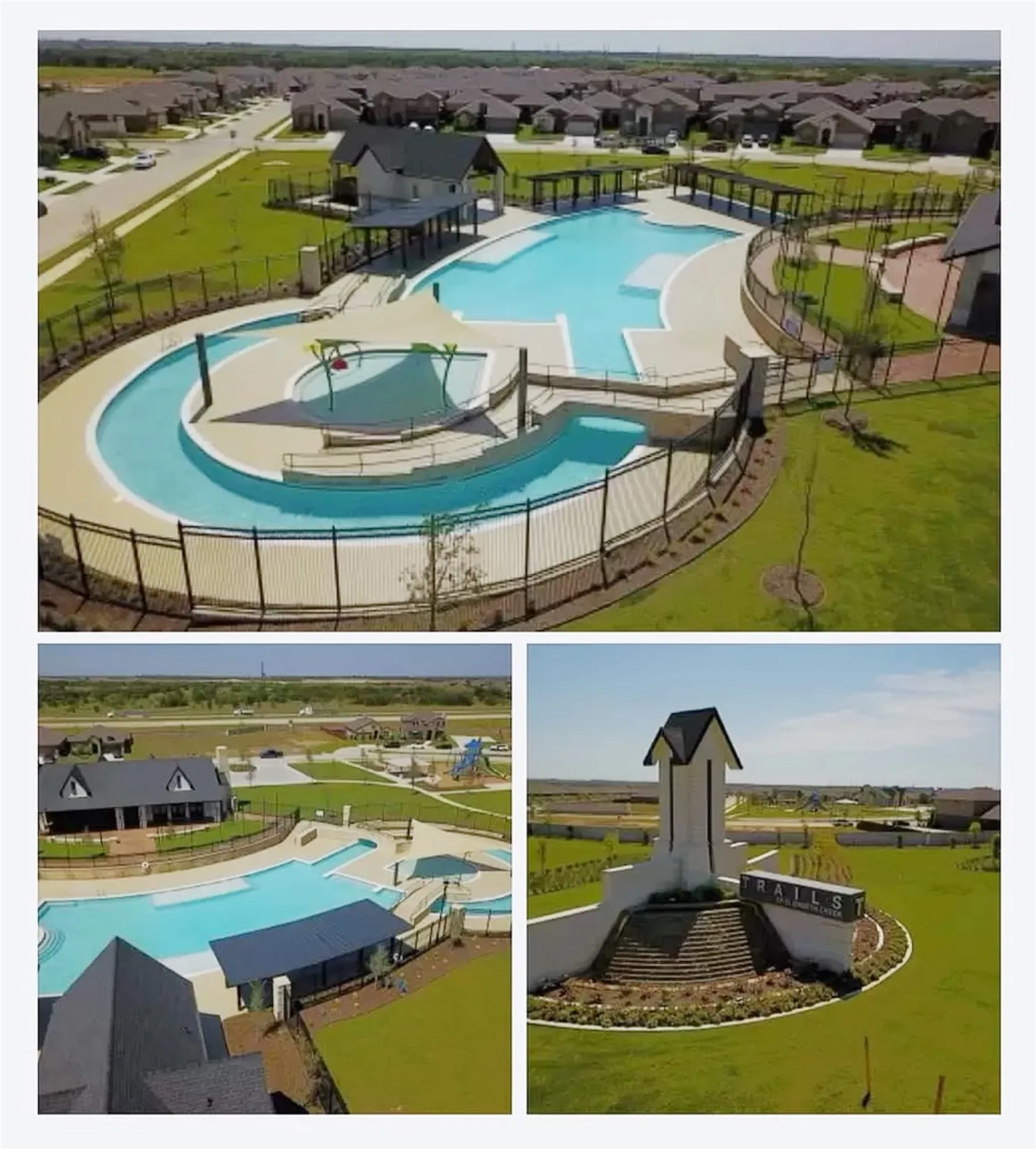 Community Amenity Overview. Depicting recreational facilities and the entrance signage for the property