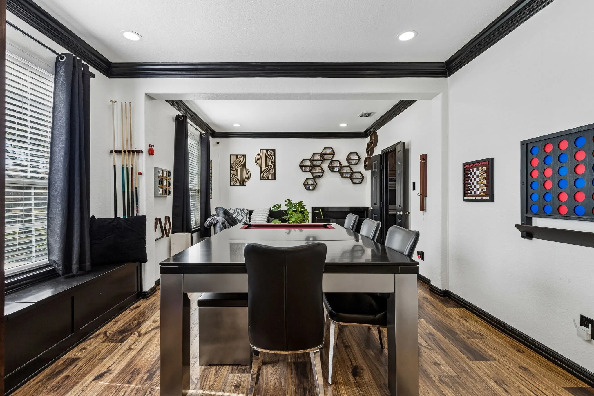 Architectural Details Add Character – Beautiful crown molding, recessed lighting, and rich wood-look waterproof laminate flooring enhance these generously sized rooms. Multiple windows bring in natural light, making the space equally appealing for entertaining or everyday use.