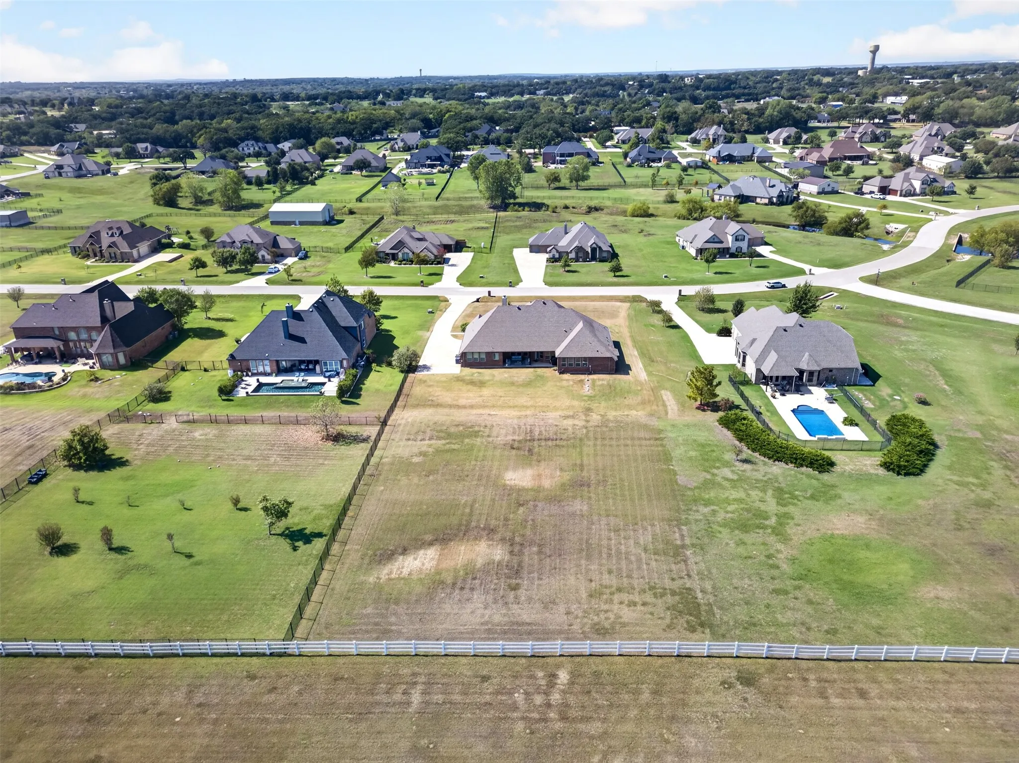 Large backyard with sprinkler system