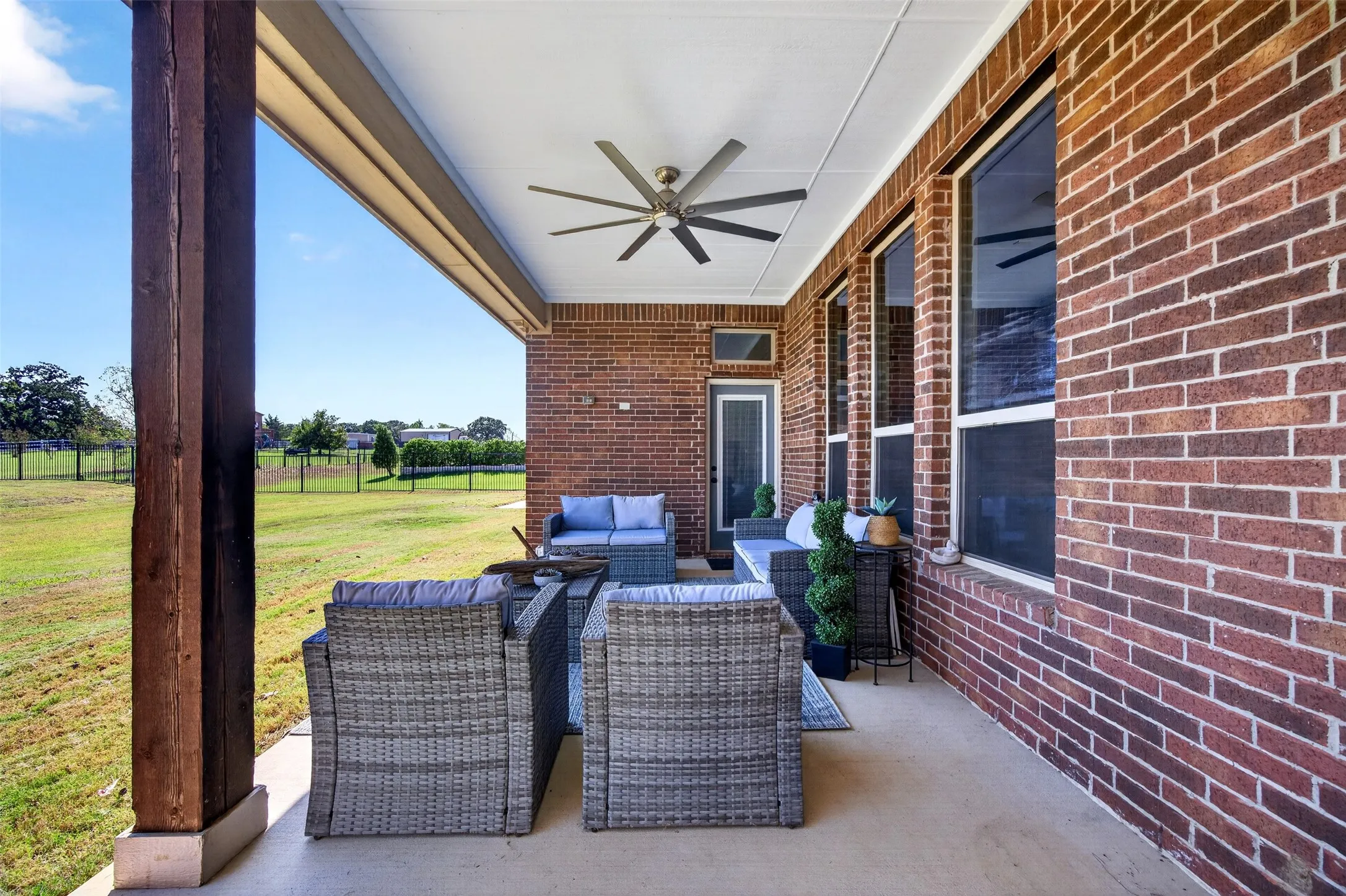 Covered back patio overlooking the acre