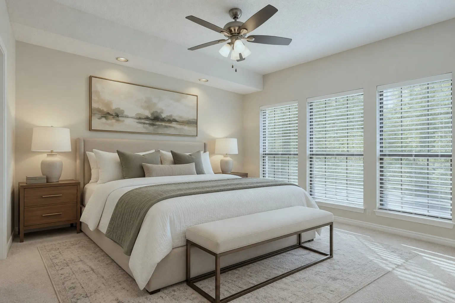 En suite bath, jetted tub, double closets. Virtual staging
