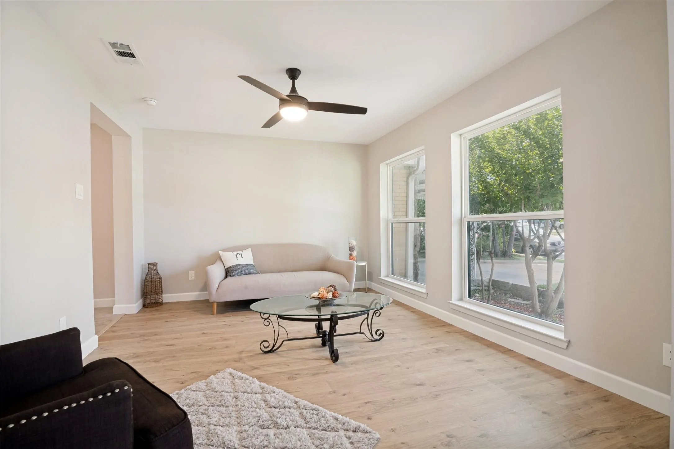Large new windows with lots of lighting.