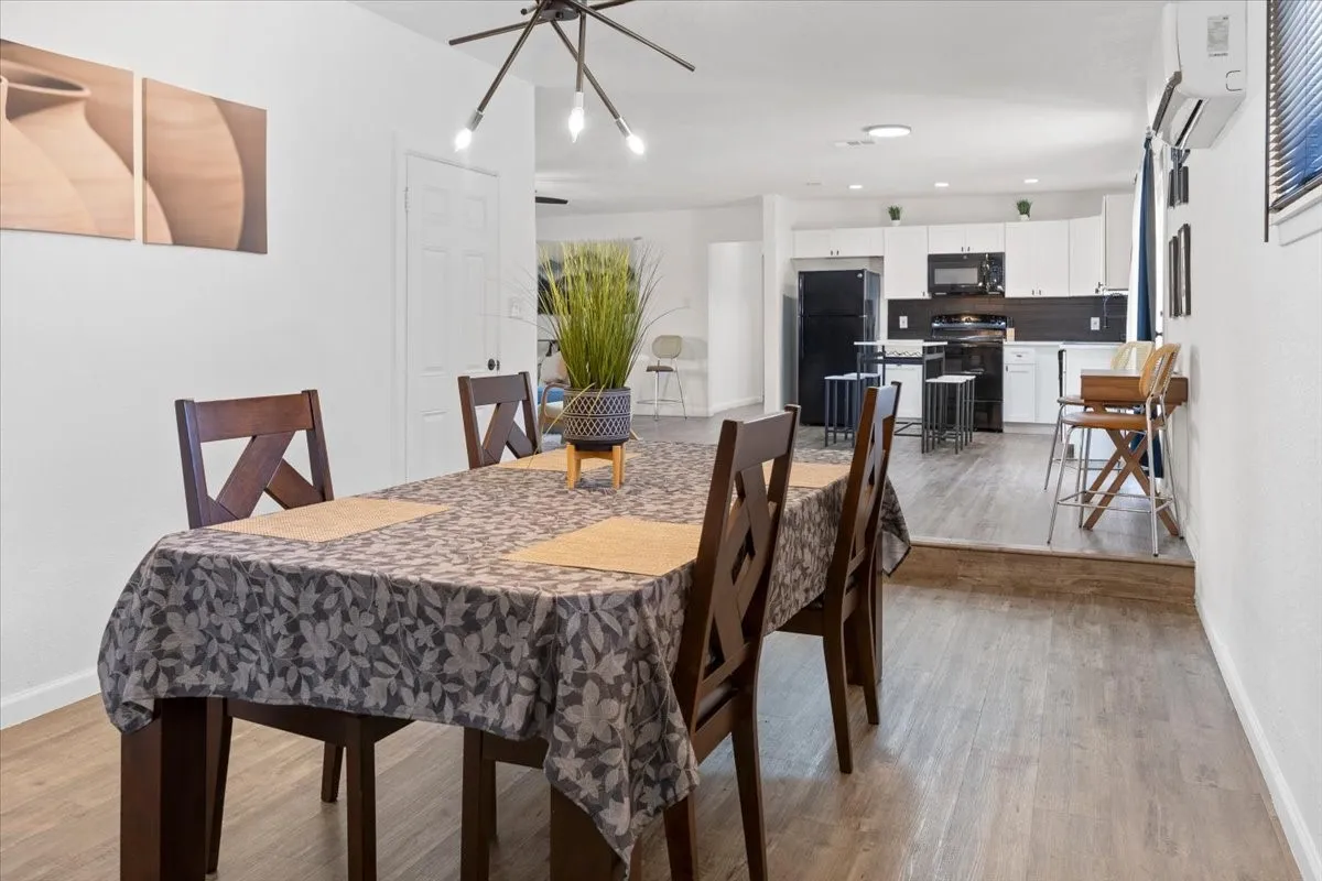 Dining area with room for a full-size dining table.