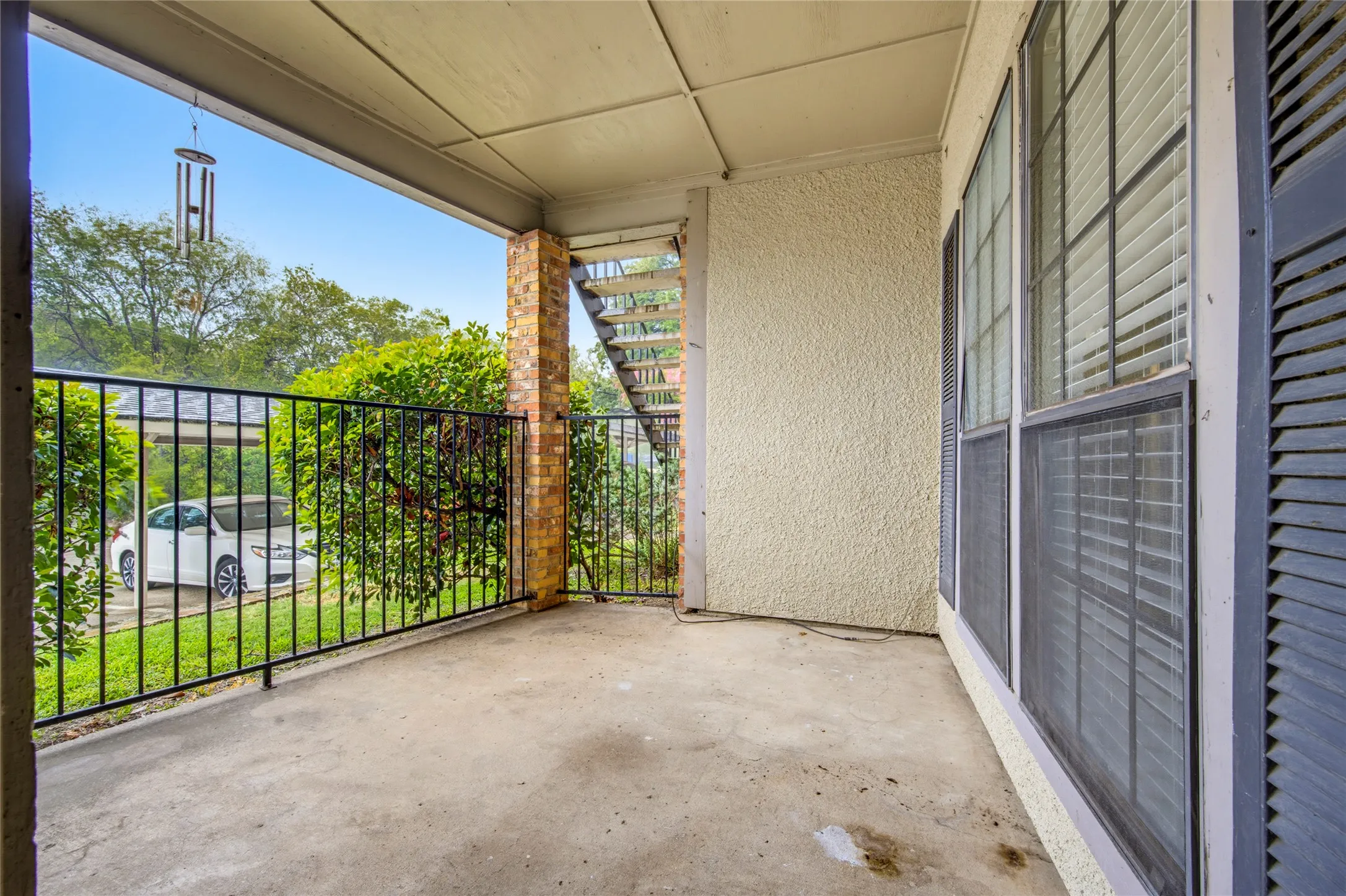Covered patio off living space can be a cozy retreat.....
