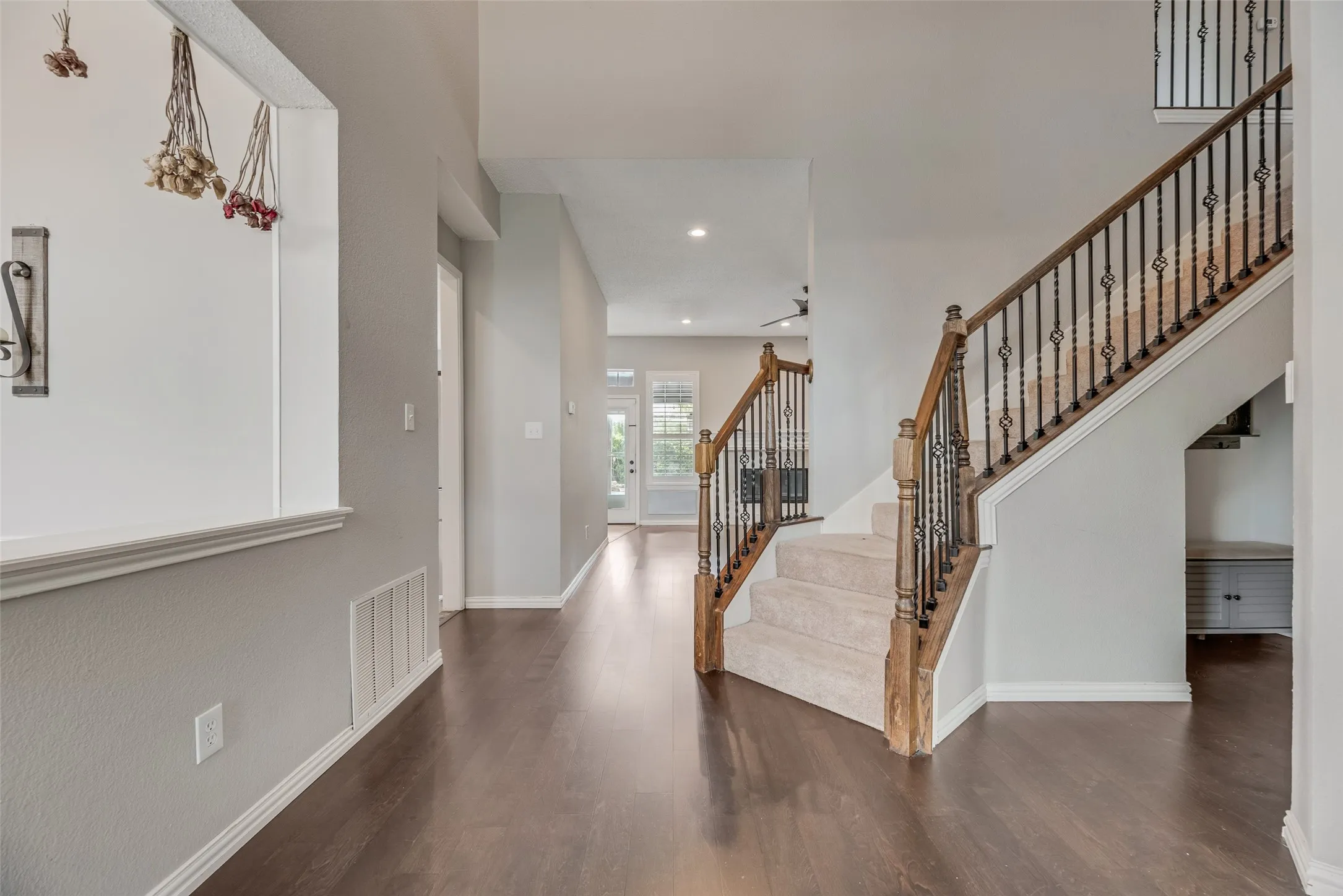 Wood-finish flooring throughout the main level