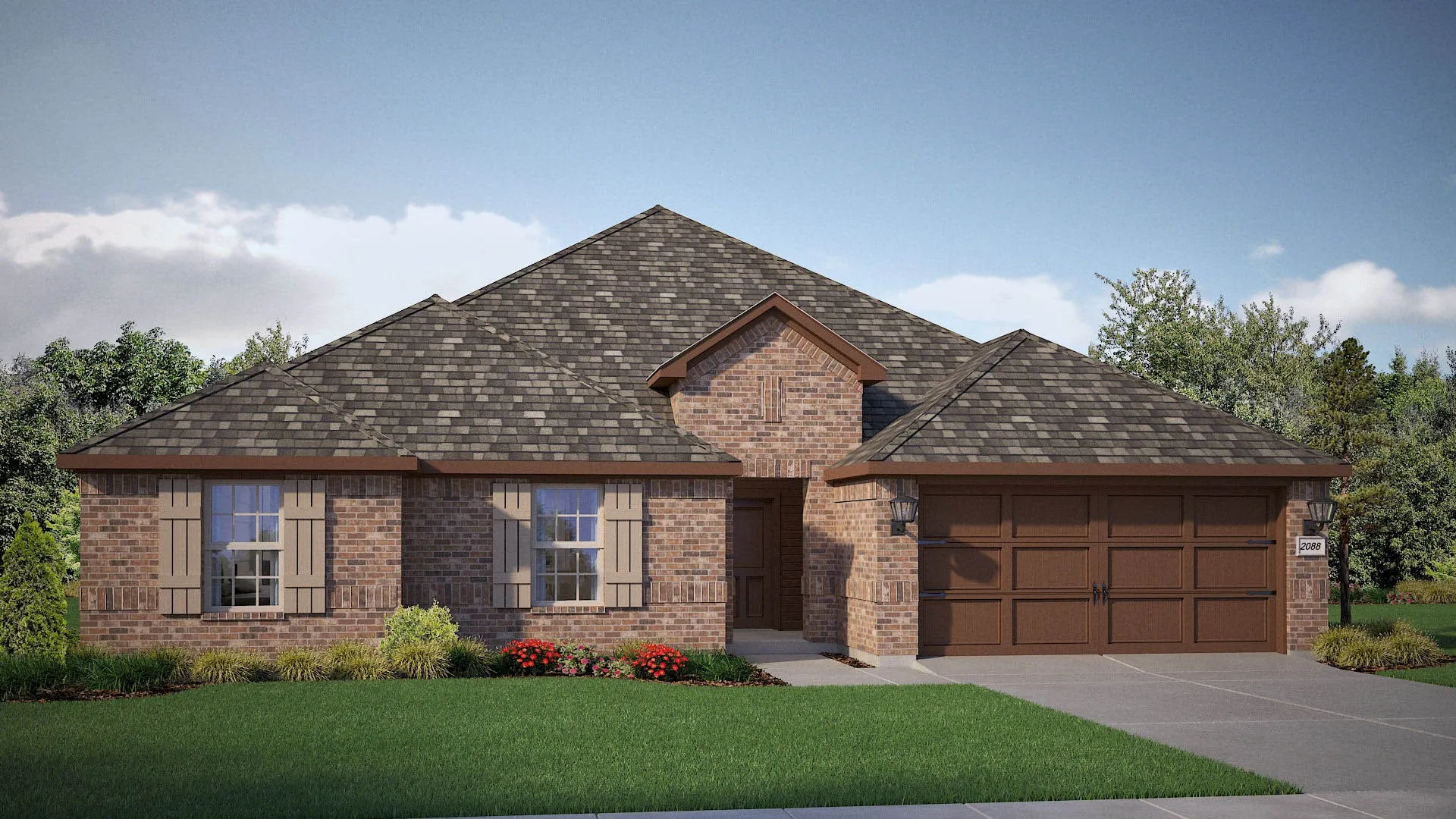 Front Elevation - D.R. Horton's Emory floor plan Elevation G - All Home and community information, including pricing, included features, terms, availability and amenities, are subject to change at any time without notice or obligation. All Drawings, pictures, photographs, video, square footages, floor plans, elevations, features, colors and sizes are approximate for illustration purposes only and will vary from the homes as built.