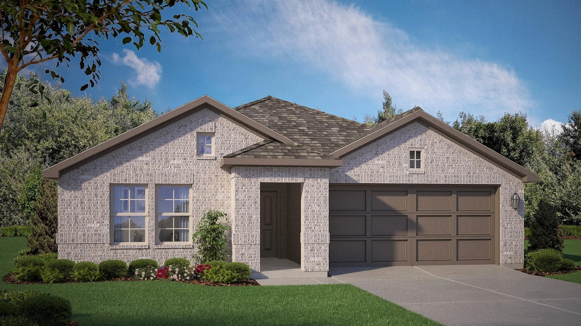 Front Elevation - D.R. Horton's Texas Cali floor plan Elevation C - All Home and community information, including pricing, included features, terms, availability and amenities, are subject to change at any time without notice or obligation. All Drawings, pictures, photographs, video, square footages, floor plans, elevations, features, colors and sizes are approximate for illustration purposes only and will vary from the homes as built.