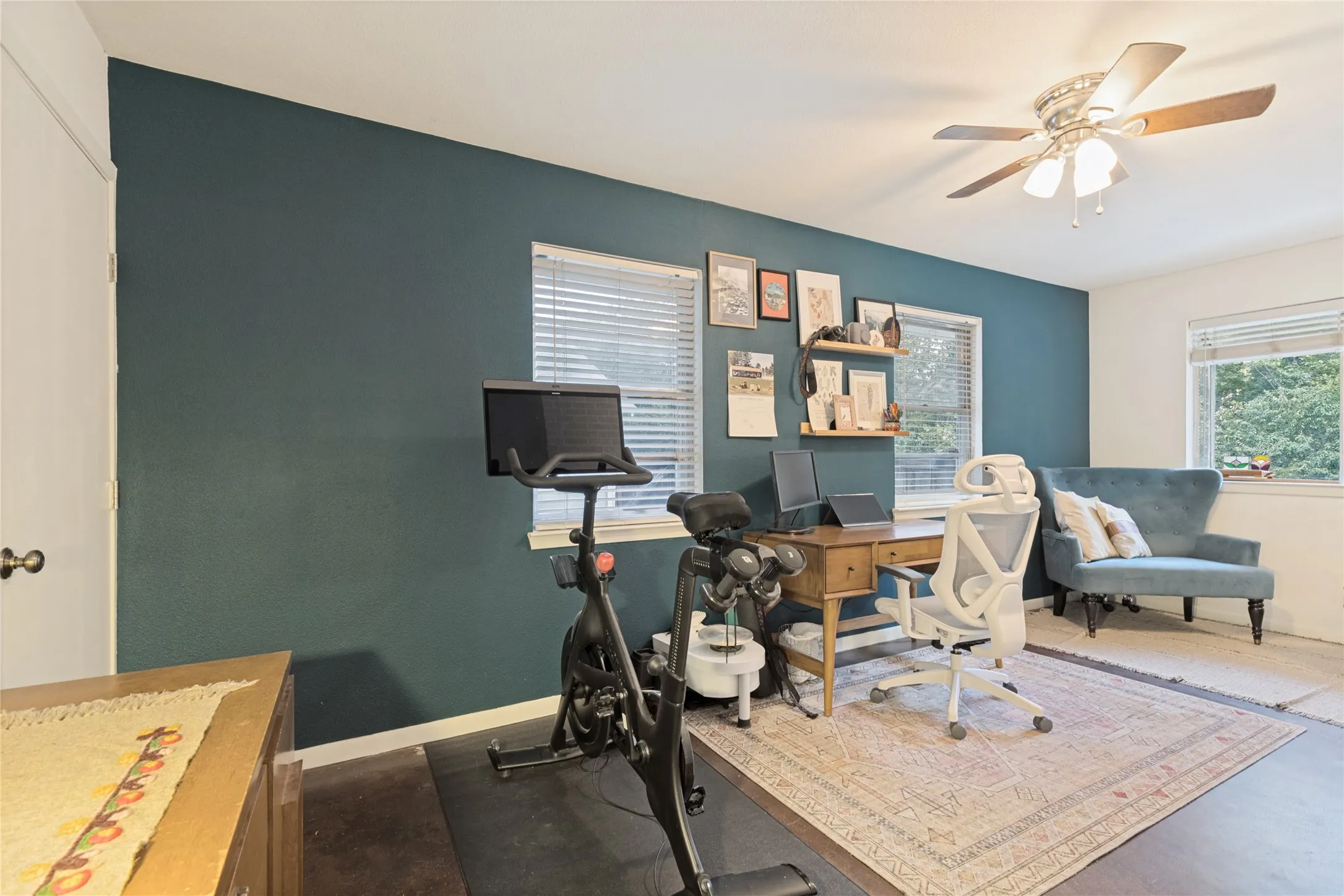 Wonderful flexibility in Bedroom Three, with a functioning Dutch door connecting it to the vaulted Living Room.