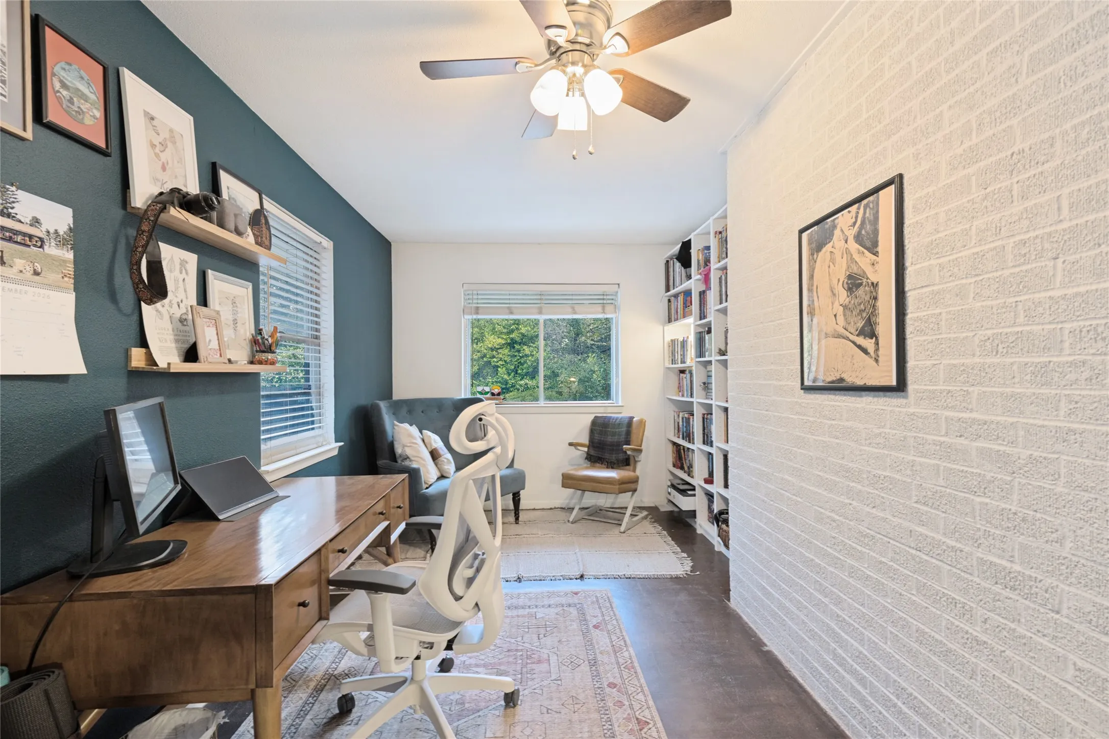 Bedroom Three makes a terrific Home Office, Library or creative space, with windows on three exposures.