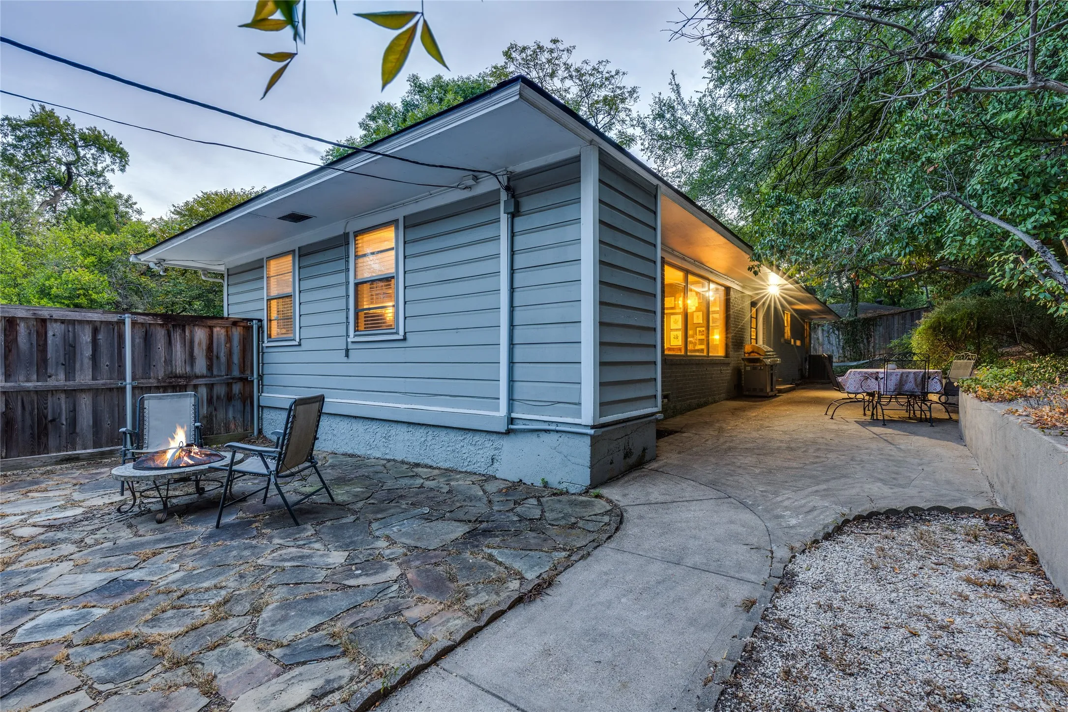 The Breezeway between the Garage and the House makes for a great patio transition between the two.