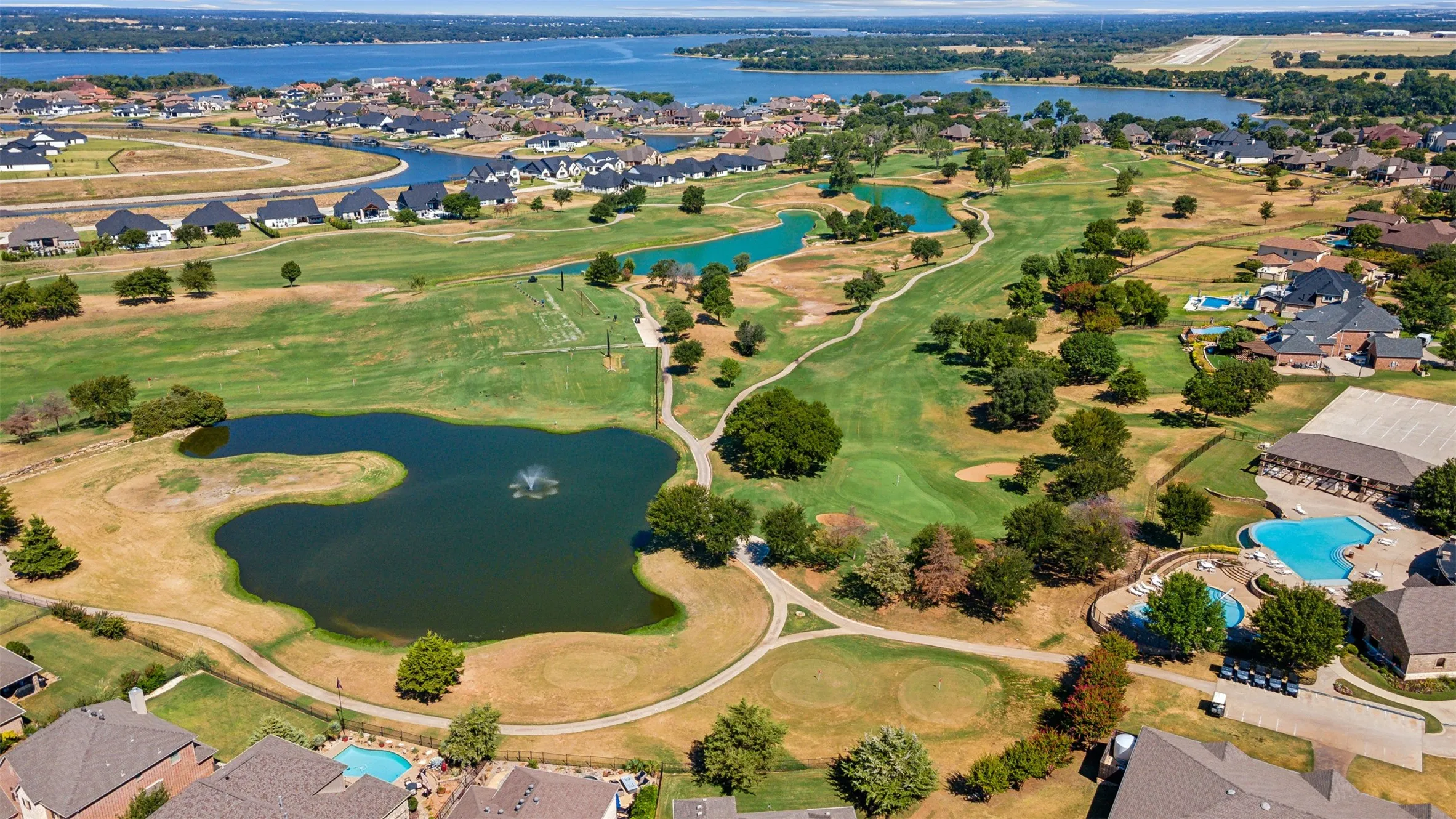 Arial view of the golf course and lake