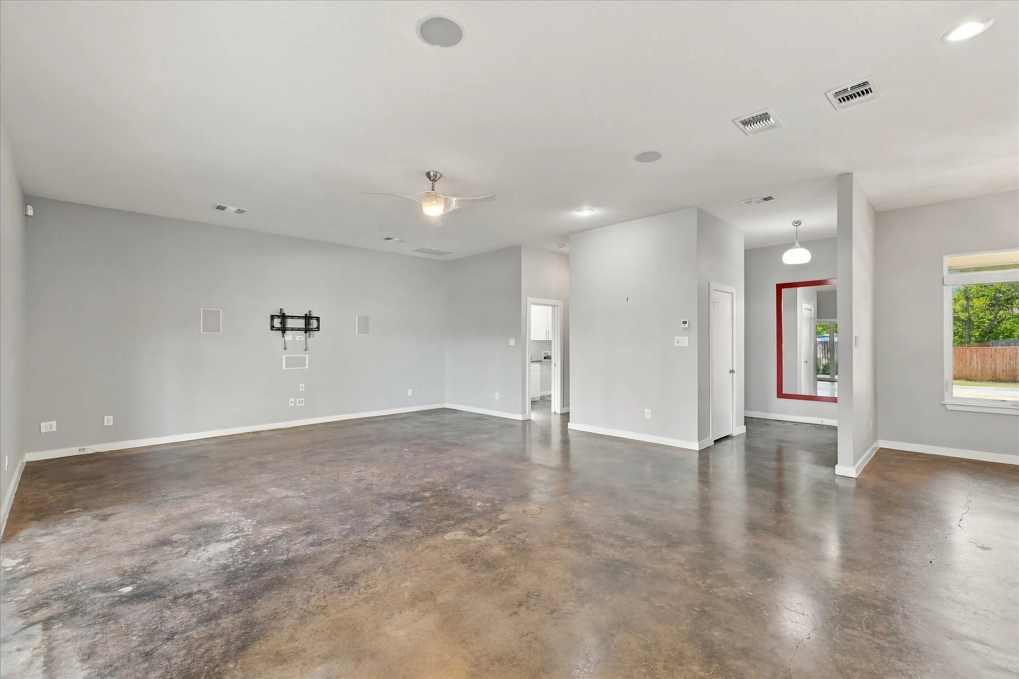 Lots of space & open & light floor plan. Living & kit area views the pool & back yard covered patio.