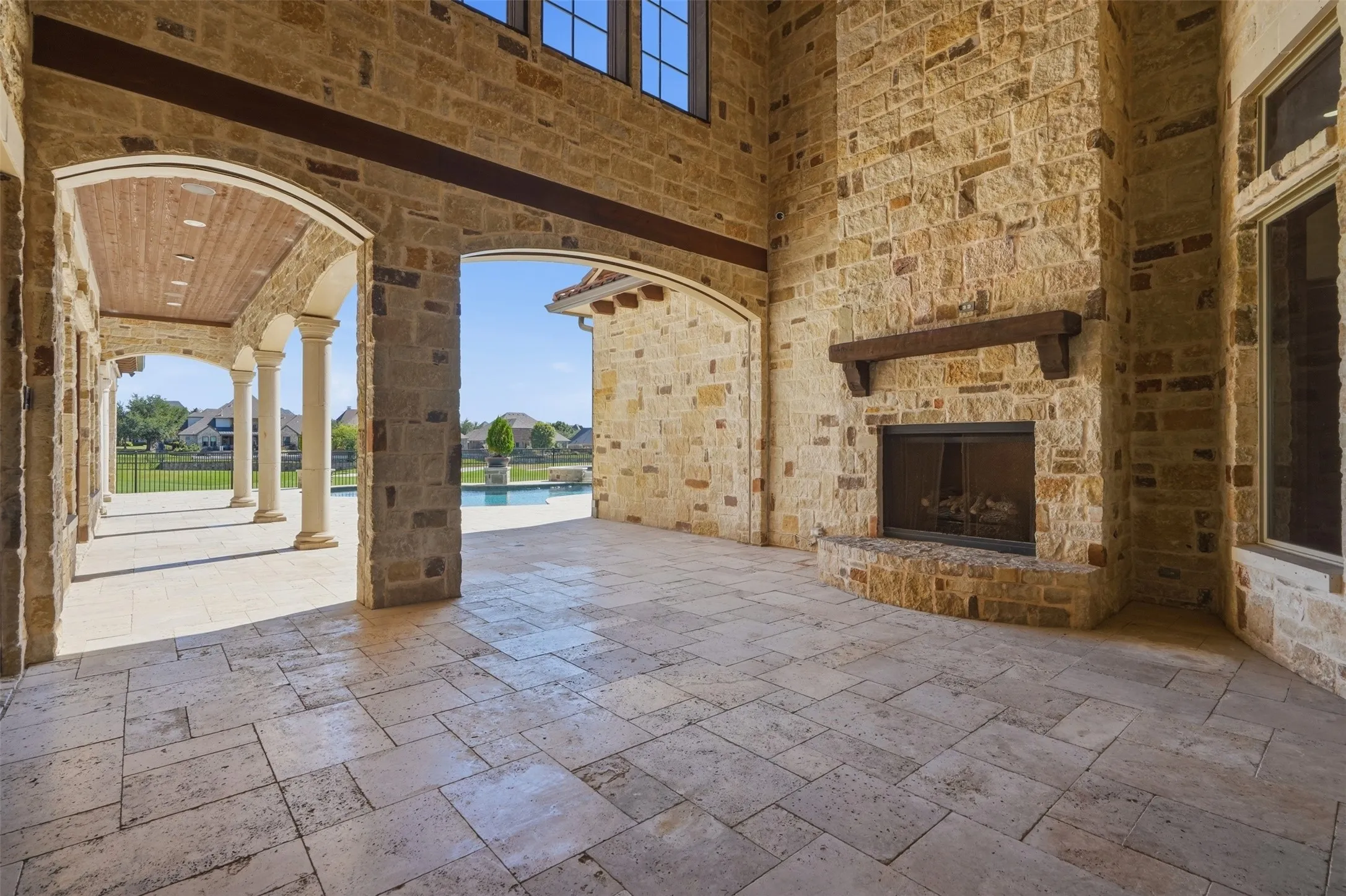 Al fresco living at it's finest! One of the most amazing features of the home is the ability to extend the living to the outdoors with accordion doors and remote controlled shades outside. Perfect for upcoming Fall weather!